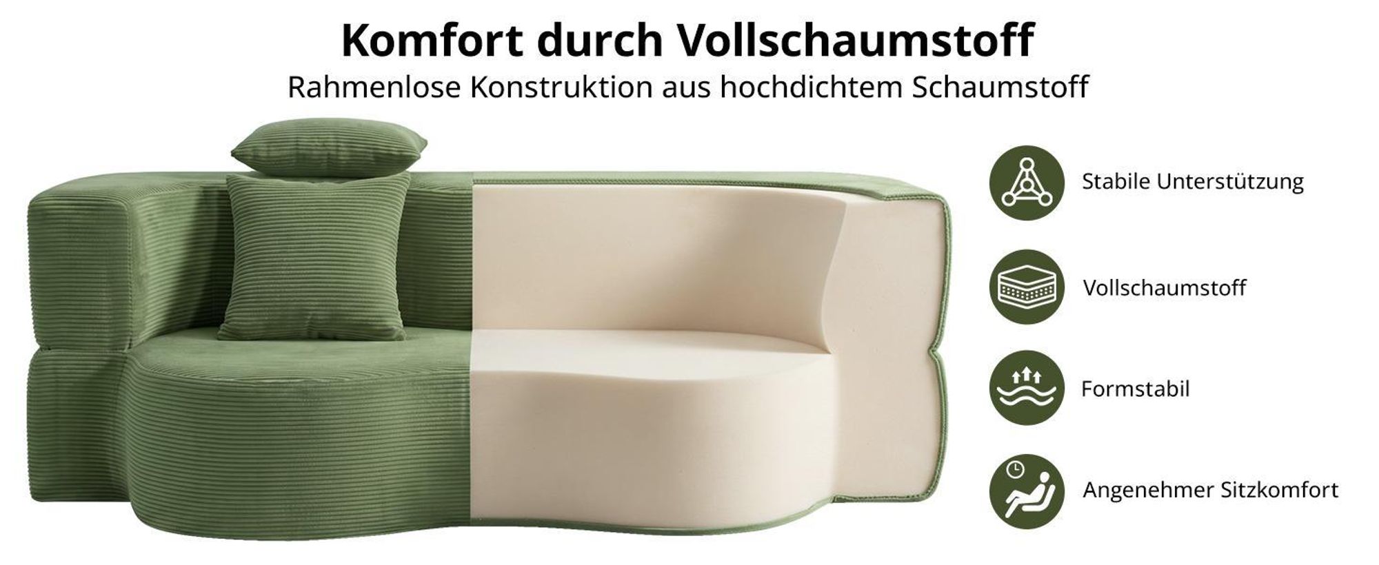 Sofa 3-Sitzer mit Schlaffunktion, 196 cm Komfortables Schlafsofa aus Cord, bis 450kg belastbar, ohne Montage, Bettcouch, Couch Gästebett, platzsparend