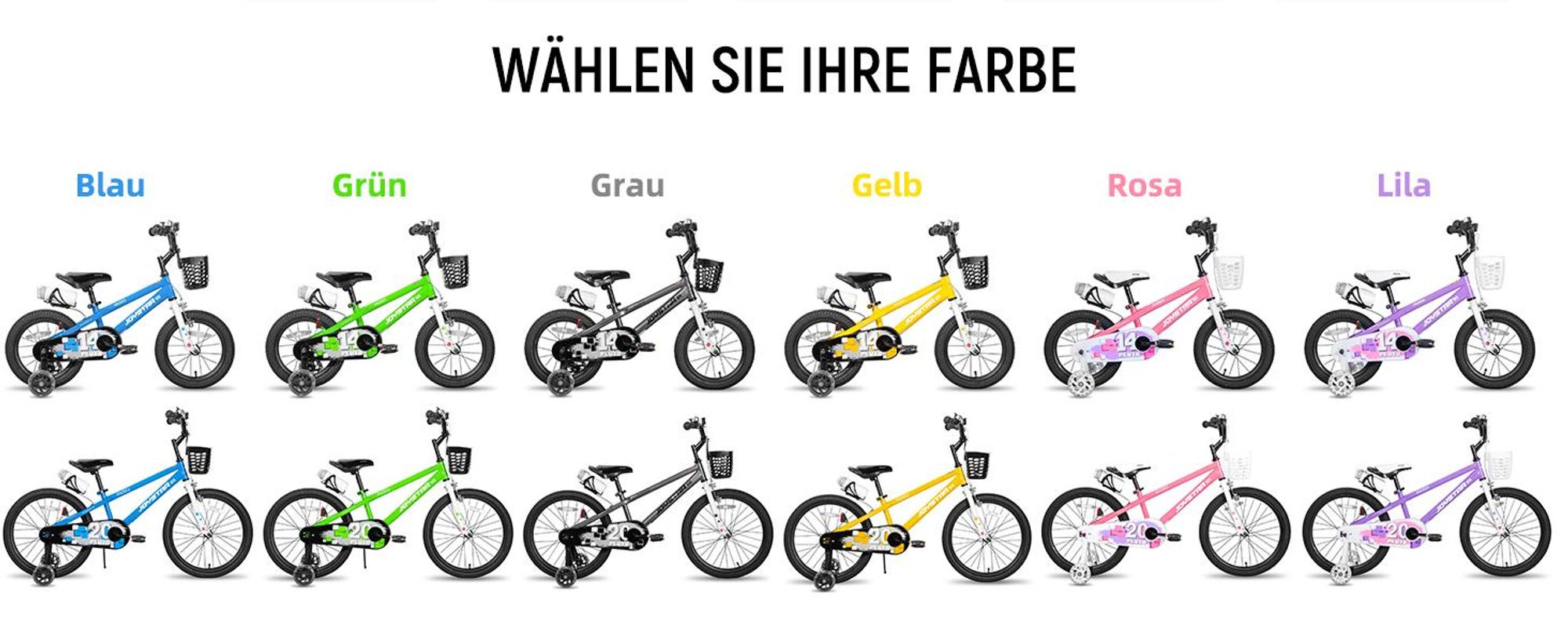JOYSTAR Pluto 20 Zoll Kinderfahrrad mit beleuchteten Stützrädern, Korb, Flaschenhalter, Kinderfahrrad für Jungen und Mädchen 3-12 Jahre, Rosa