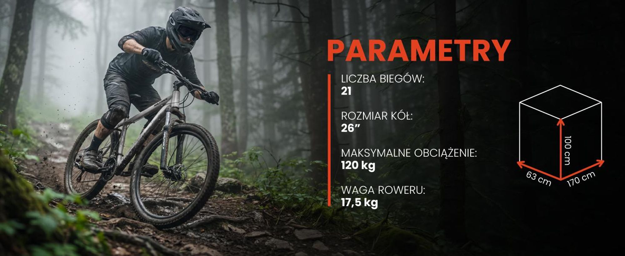 Rower górski z 26 calową ramą, hamulcami tarczowymi i amortyzatorem przednim w kolorze szarym