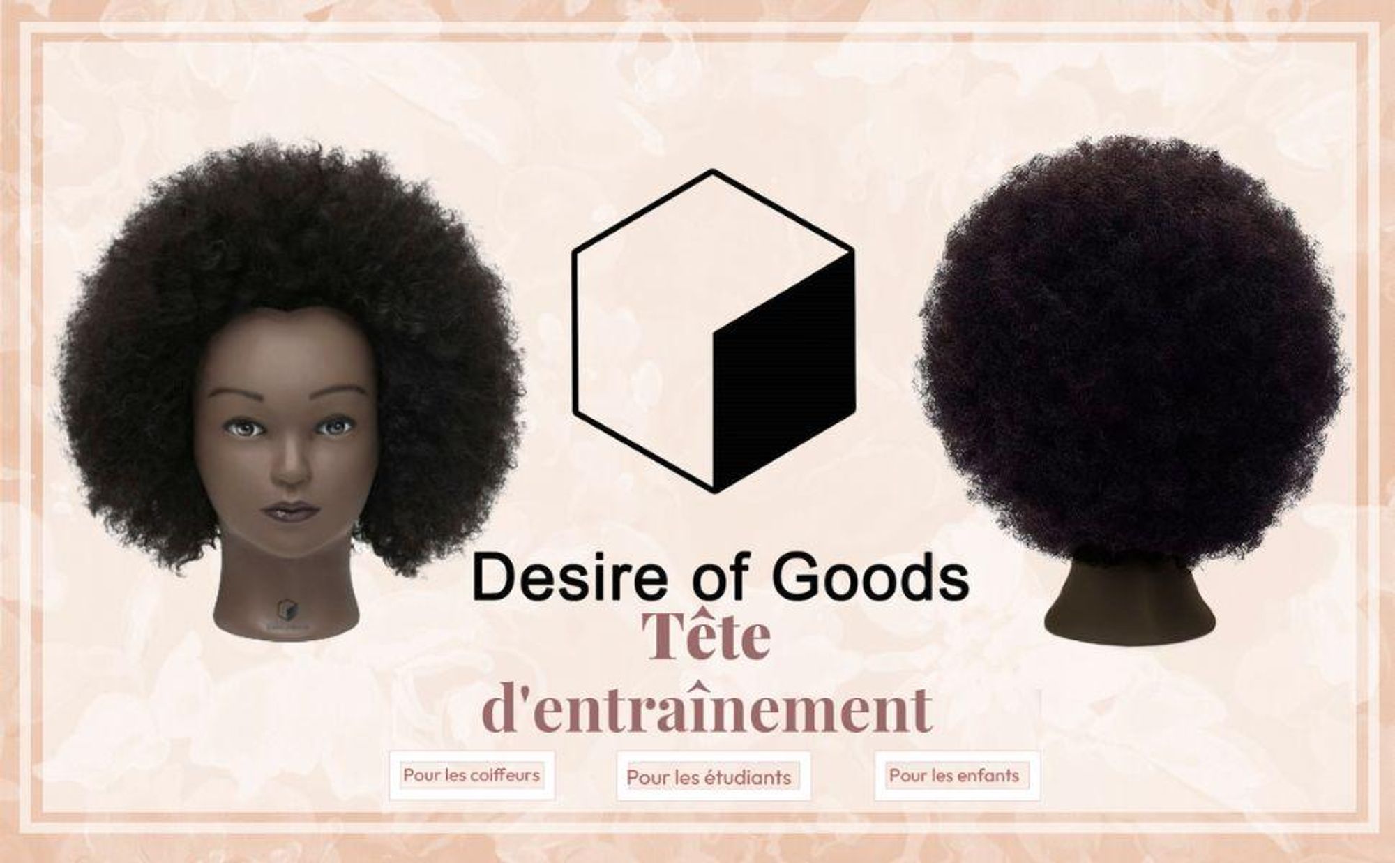 Desire of Goods Tête d'entraînement afro Tête de coiffeur - cheveux humains - avec pince de table & accessoires de coiffage - tête de coiffeur - 30 cm