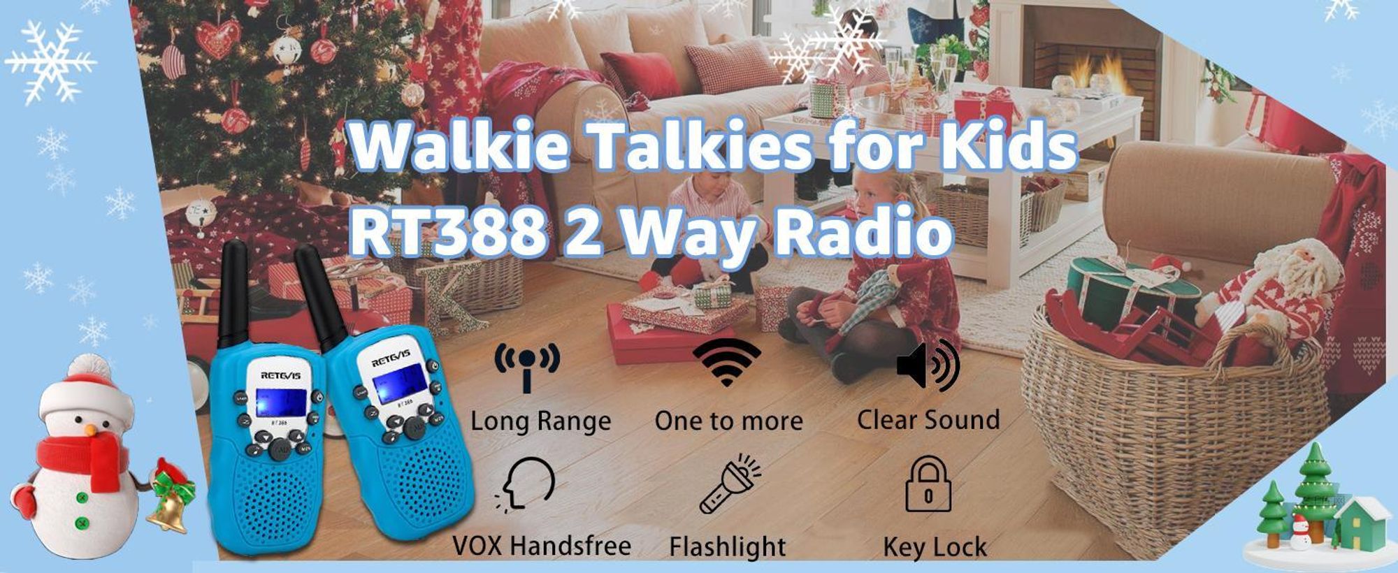 Retevis RT388 vysílačka pro děti, hračka pro děti od 4 do 12 let, vysílačky s baterkou a funkcí VOX, velikonoční dárek pro děti, na kemping