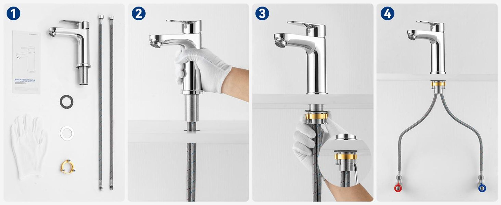 Waschtischarmatur 100% Bleifrei Chrom, Kalt Warm, Cecipa, Badarmatur Mischbatterie, Wasserhahn Bad, Waschbeckenarmatur Silber, Einfache Montage
