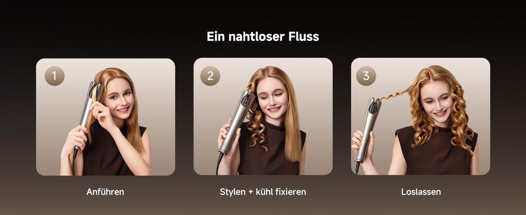 DREAME Air-Auto One-Touch Lockenstab,MCH-Heizsystem,360°-Lockenfunktion,LED,NTC-Temperaturregelung,3 Heizstufen,Verwicklungsschutz,2,8m Länge,Gold
