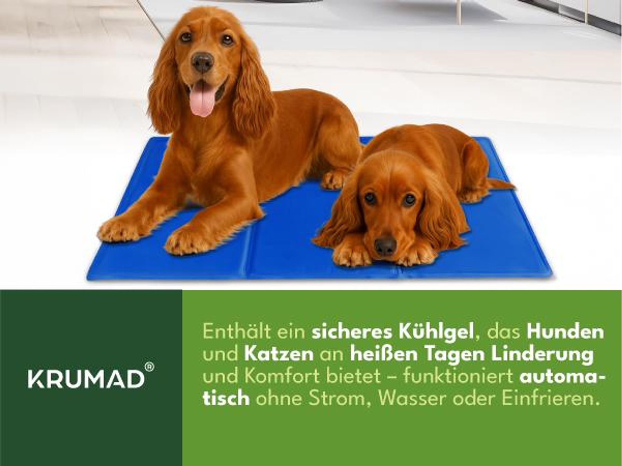 KRUMAD Kühlmatte Hund XXL 110x70cm, selbstkühlend, Gelmatte, faltbar, wasserdicht, ungiftig, ideal für große Hunde, Reisen, Sommer