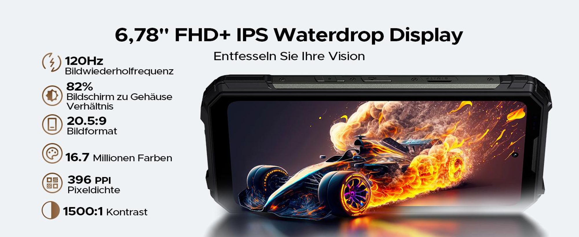 DOOGEE V Max LR Outdoor Smartphone Handy, 5G, IP68/IP69K, 6,78" 120Hz, 20500mAh, 36+512GB, 200MP,NFC, Fingerabdruck, ohne Vertrag