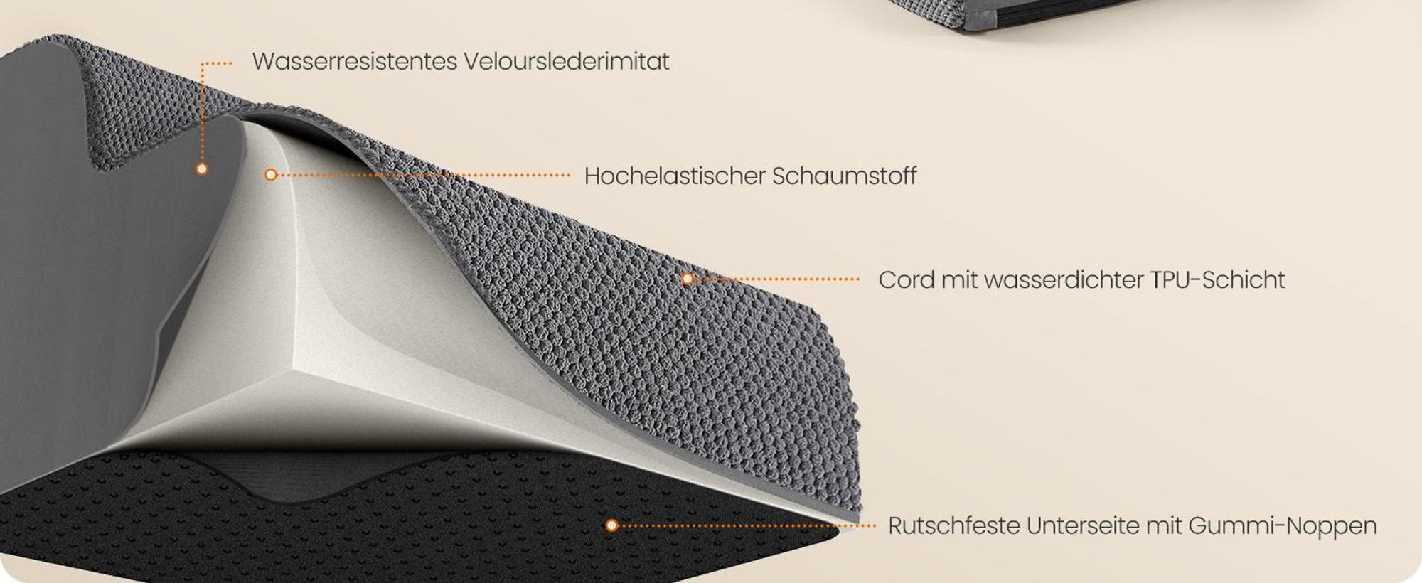 FEANDREA Hundetreppe, 2-stufig-Haustiertreppe, Kurzplüschgewebe, rutschfest, abnehmbarer waschbarer Bezug, Griff, bleigrau