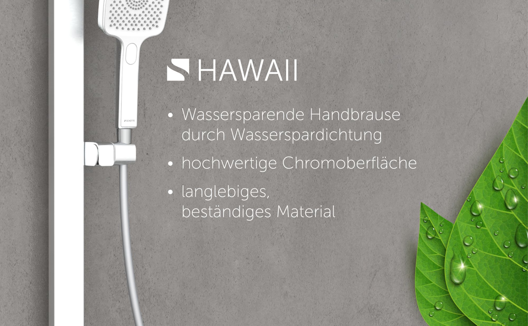 Das Bild zeigt den Ausschnitt der gesamte Dusche mit der Handbrause.