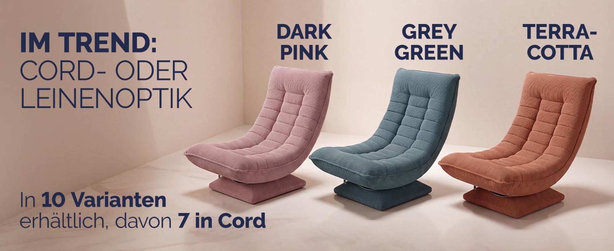 CASARIA Relaxsessel mit Verstellbarer Rückenlehne Cord Grau