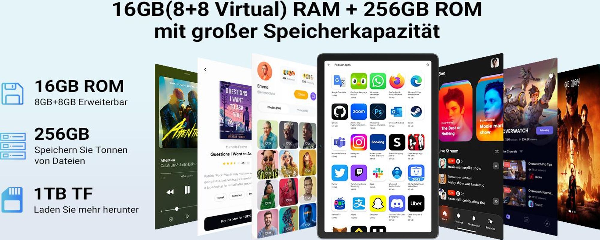 Blackview Tab 16 Pro, 8GB+256GB, Dual-4G, GPS/Glonass, 11-Zoll-IPS-Display, 503g/7,45mm Leicht, 7700mAh Akku, 18W Schnellladung, UNISOC T616 Octa-Core