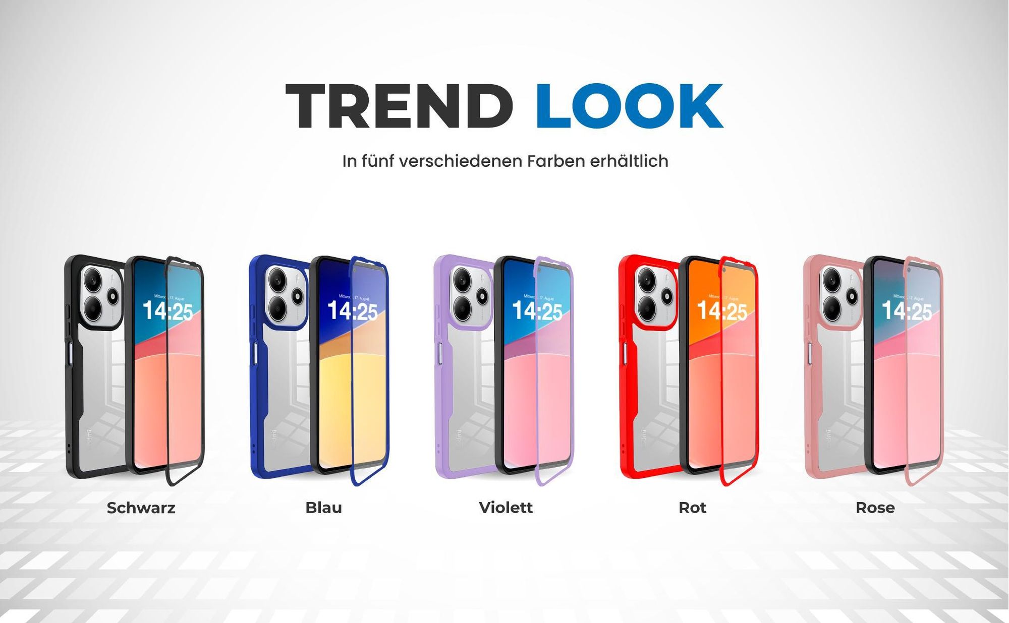 360 Grad Cover Front Back für Xiaomi Redmi Note 14 in verschiedenen Farben