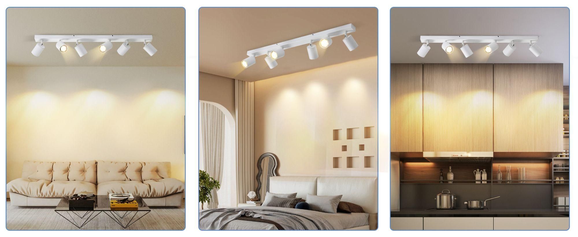 ZMH LED Deckenstrahler 6 Flammig Deckenlampe  Deckenstrahler GU10 Metall Deckenspots Schwenkbar 350° Strahler für Wohnzimmer Schlafzimmer Flur Weiß