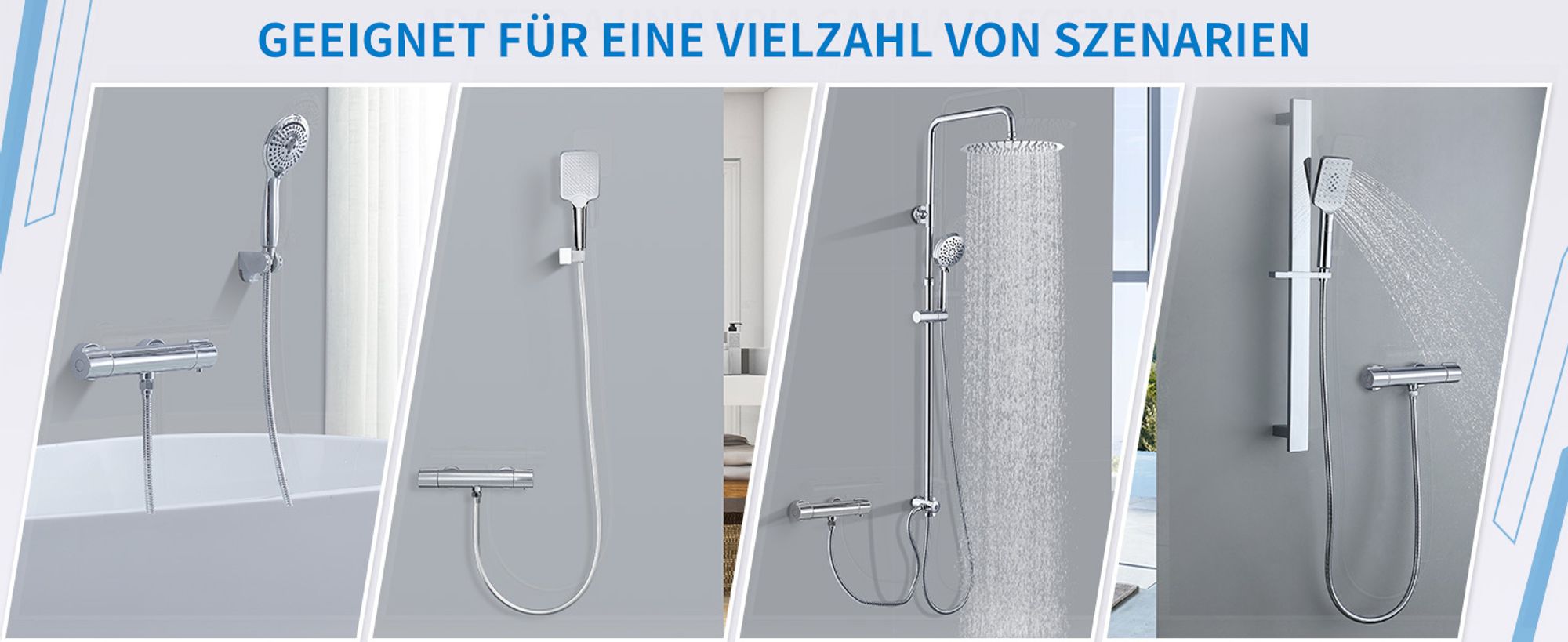 Duscharmatur mit Thermostat Chrom Mischbatterie Dusche mit 38°C Sicherheitstaste Duschthermostat Armatur Edelstahl Duscharmaturen Brausethermostat