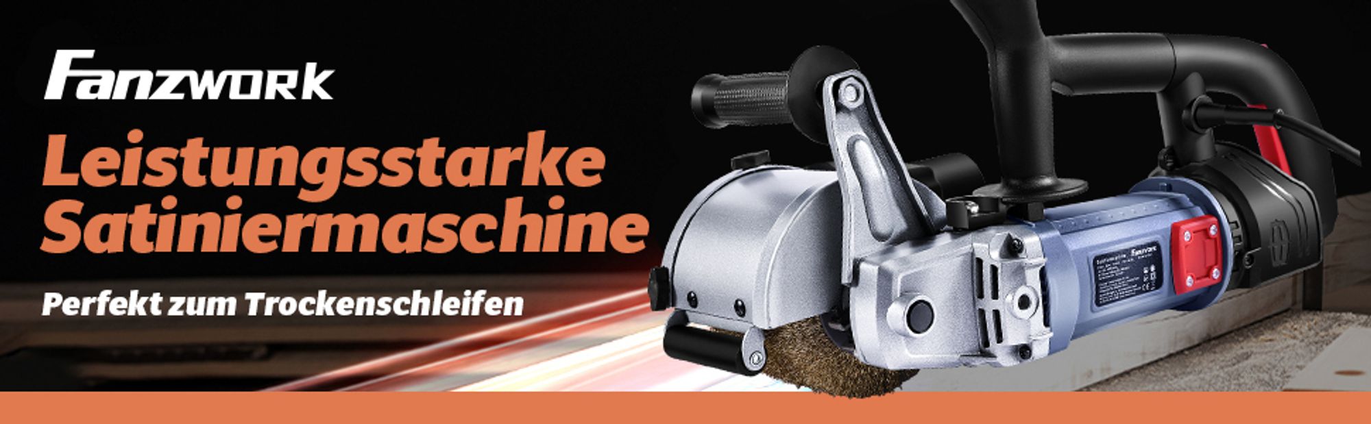 Satiniermaschine Bürstenschleifer 1500 W inkl. Stahldraht & Nylon & Schleifpapier Bürste