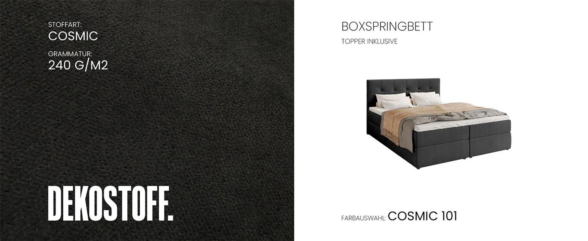 BroMARKT Boxspringbett DETROIT mit 2 Bettkasten, Bonell-Matratze, Polsterbett, Bett (Beige, Cosmic 10, 140 x 200 cm)