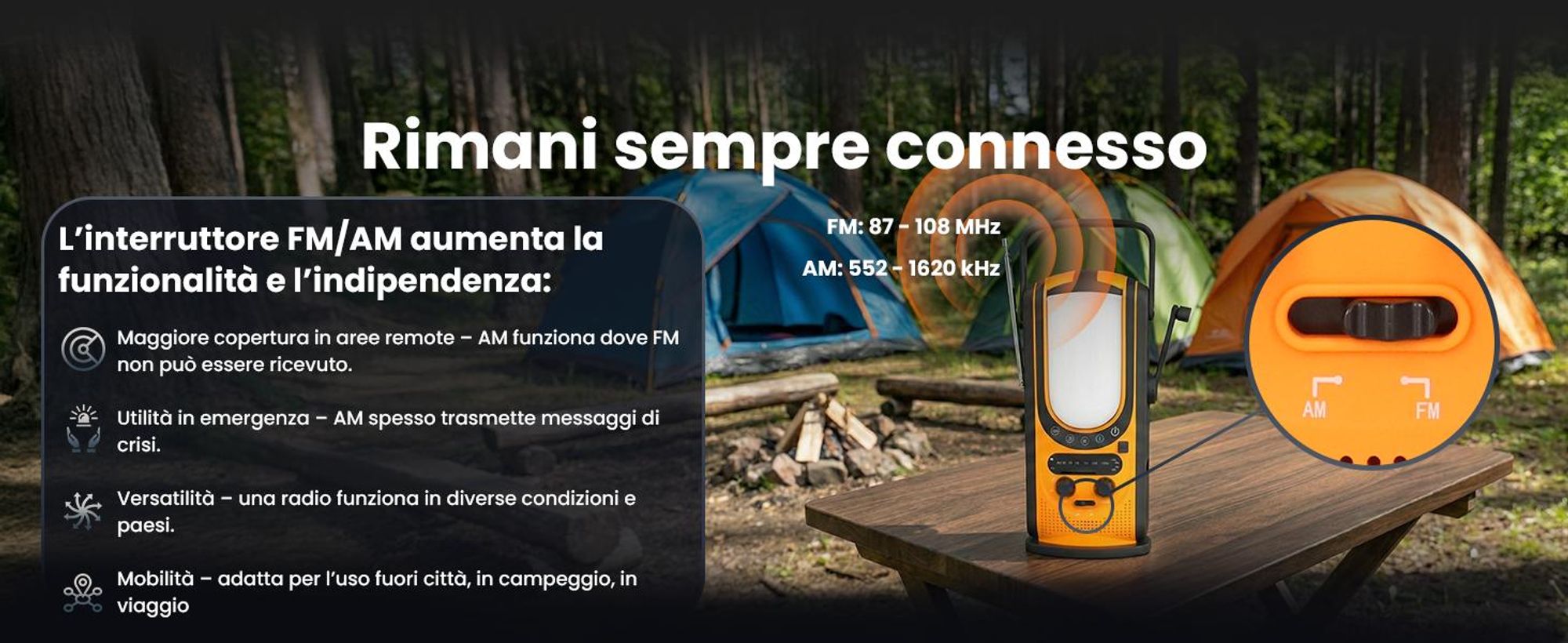 Extralink Radio d’emergenza solare 6000 mAh, Dinamo, Powerbank, Torcia SOS