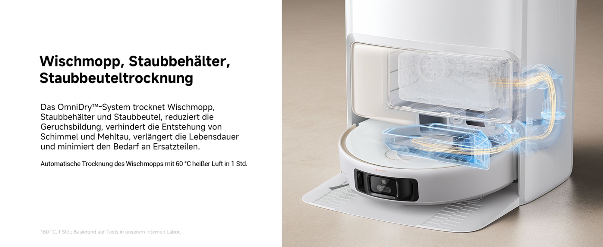 MOVA V50 Ultra Complete Saugroboter mit Wischfunktion, Einer Saugkraft von 24000Pa,anhebbare Navigation,Warmwasser-Wischen mit DuoSolution-System,Weiß