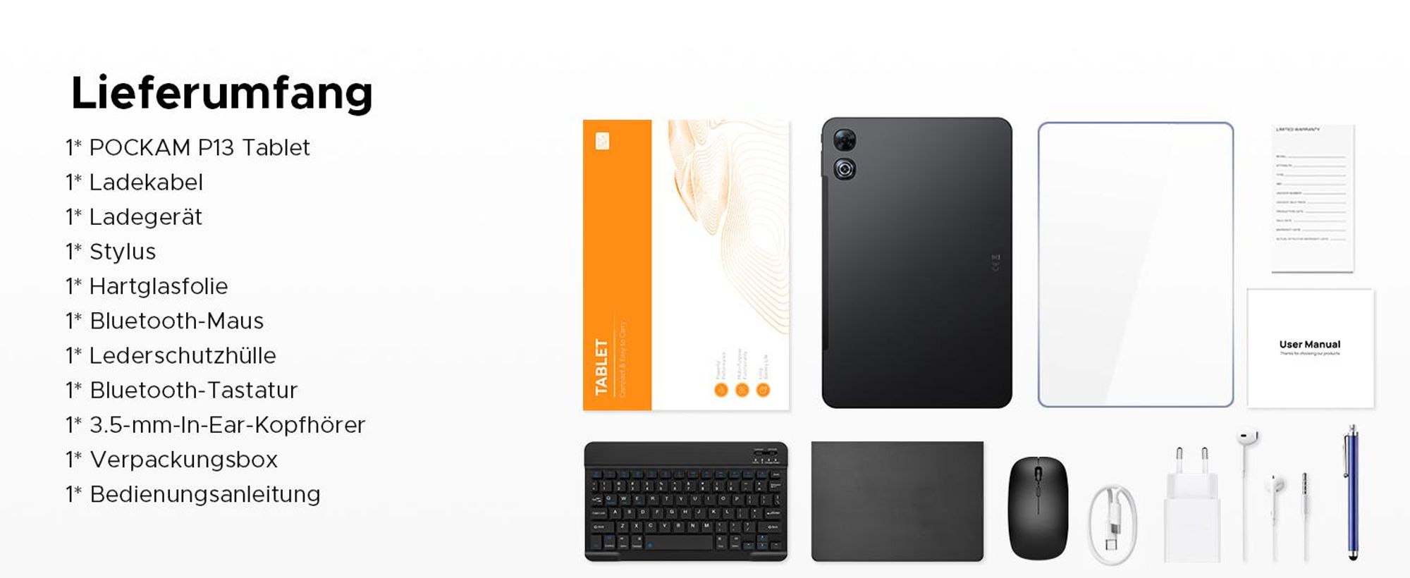 POCKAM P13 Tablet, Android 16, 13 inch, 120 Hz, 48 (8+40) GB + 128 GB/TF 2 TB, 12000 mAh, 5G WiFi, met stylus/muis/toetsenbord, 13MP+8MP/Widevine L1/Gemini AI