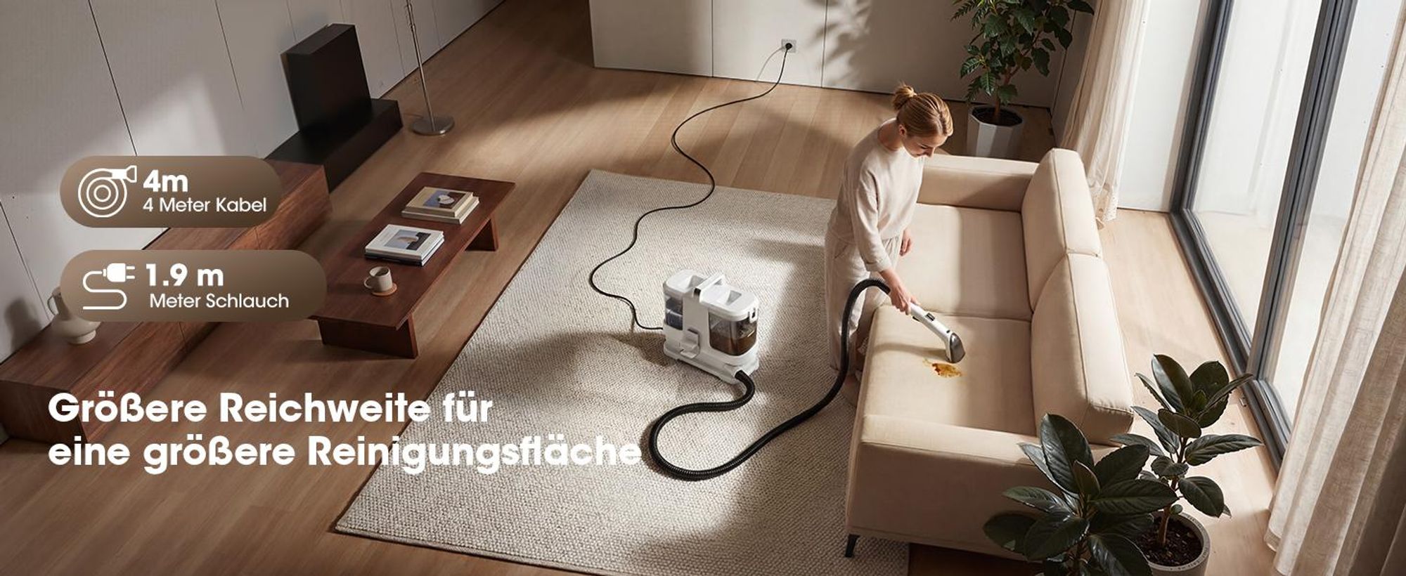Lubluelu V2 Teppichreinigungsgerät Teppichreiniger Waschsauger Fleckenreiniger 600 W, 16000pa Saugkraft, für Sofas, Teppiche, Autositze inkl. Zubehör