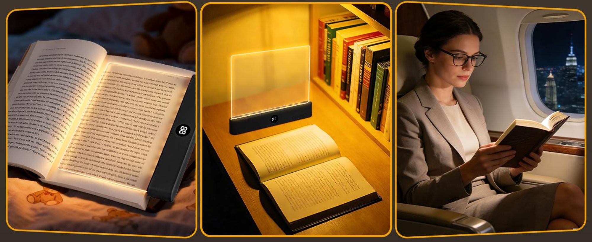 Leselampe Buch, LED Leselampe, Buchlampe, Nachttischlampe, Leselicht, 3 Lichtfarben Dimmbares, mit Timer, USB Wiederaufladbare, für Nachtlesungen