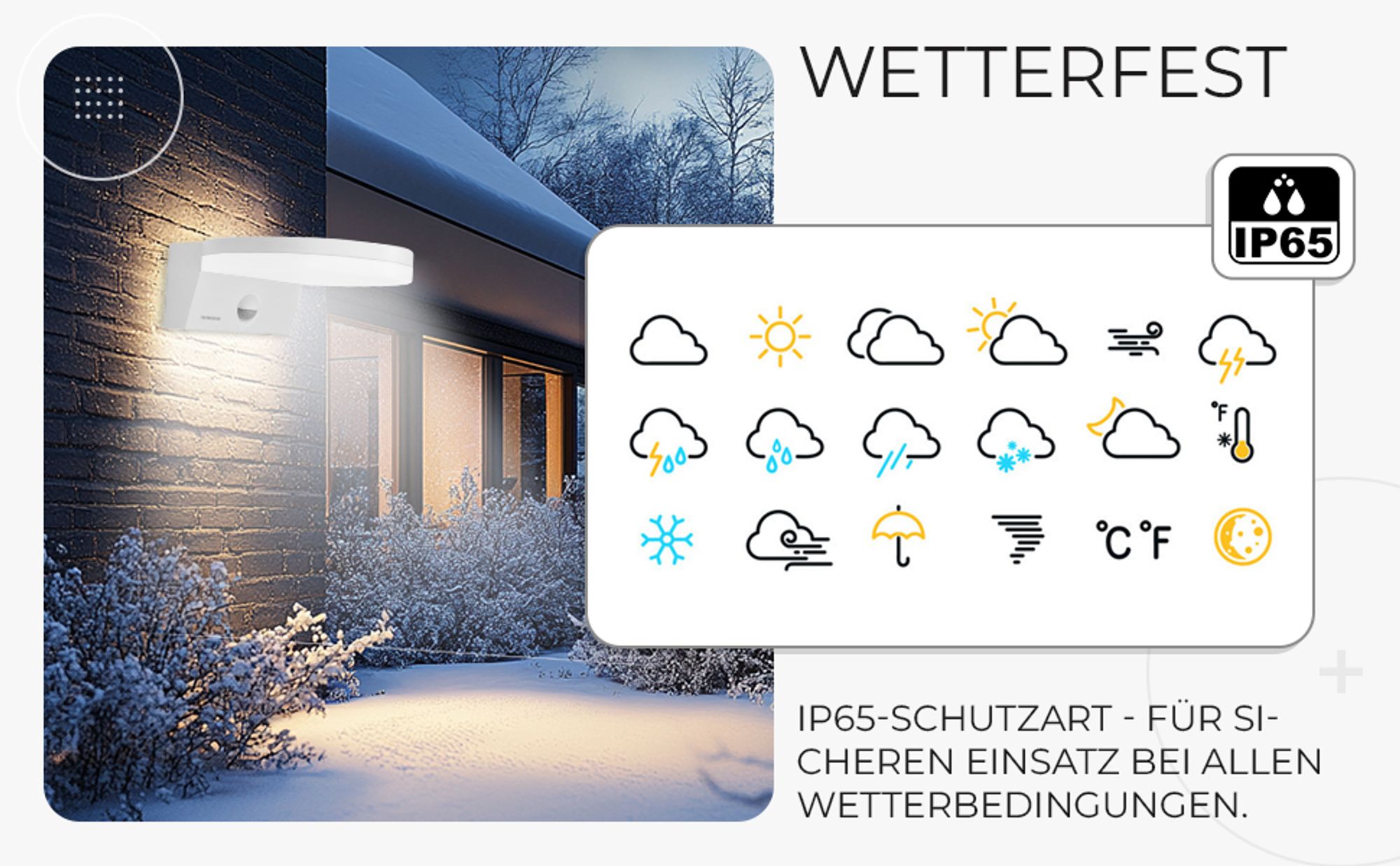 LED Außenwandleuchte Zirkon, schwarz mit Bewegungsmelder, Neutralweiß 4000K, 15W, IP65, 1600lm, 120° Abstrahlwinkel, Sensor 140° Reichweite 9m