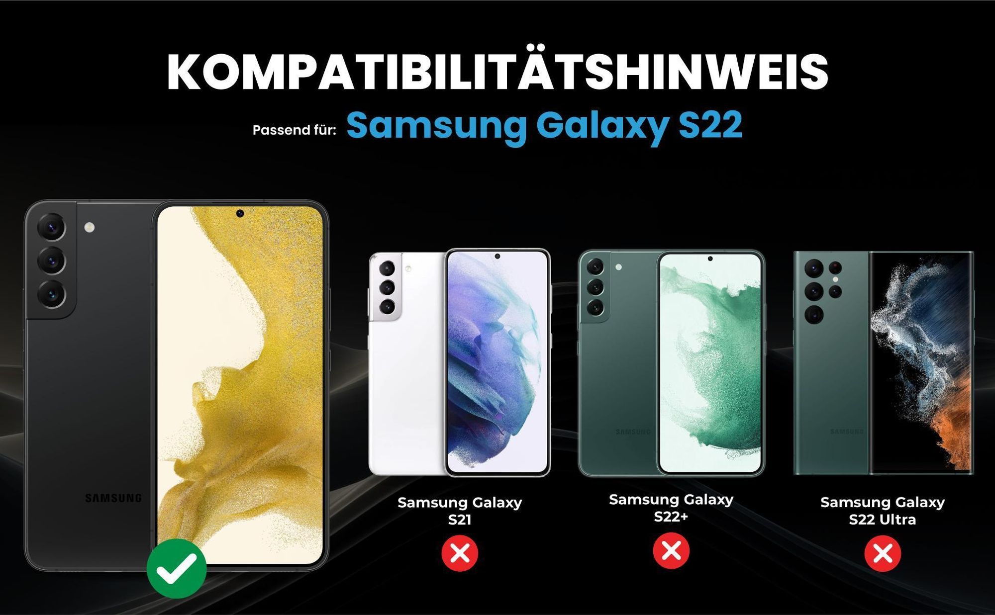 Kompatibilitätshinweise Hülle für Samsung Galaxy S22 5G