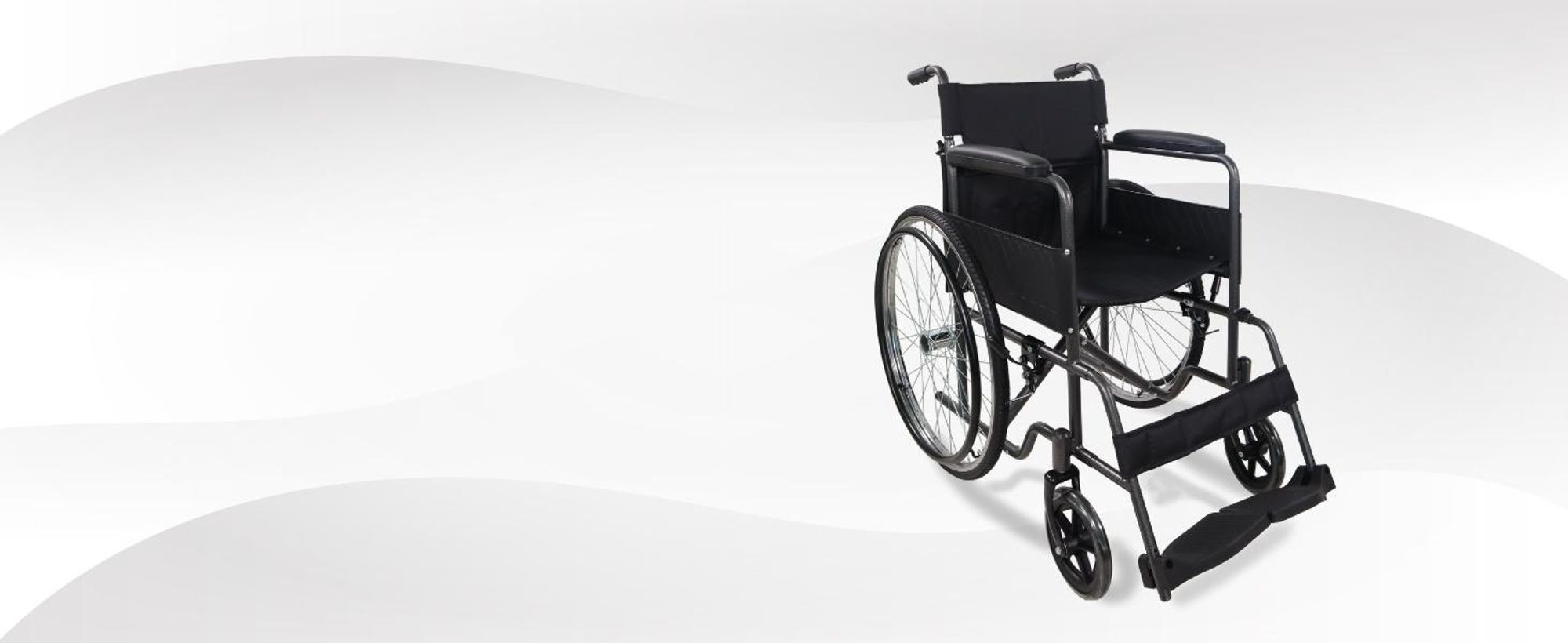 Rollstuhl Faltrollstuhl Denver Faltbar Mobiclinic Sitzhöhe 46 cm Handbremse abnehmbare Rückenlehne stabil leicht Farbe Schwarz
