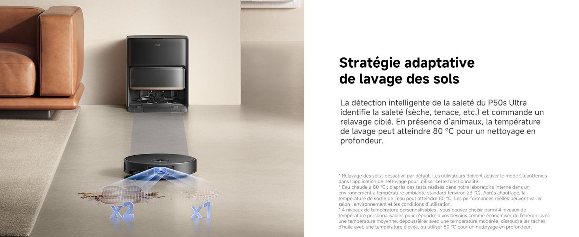 MOVA P50s Ultra Robot d'Aspiration et de Balayage, 24 000 Pa, Station d'Aspiration Automatique, Franchissement Obstacles StepMaster, Navigation Dual-L