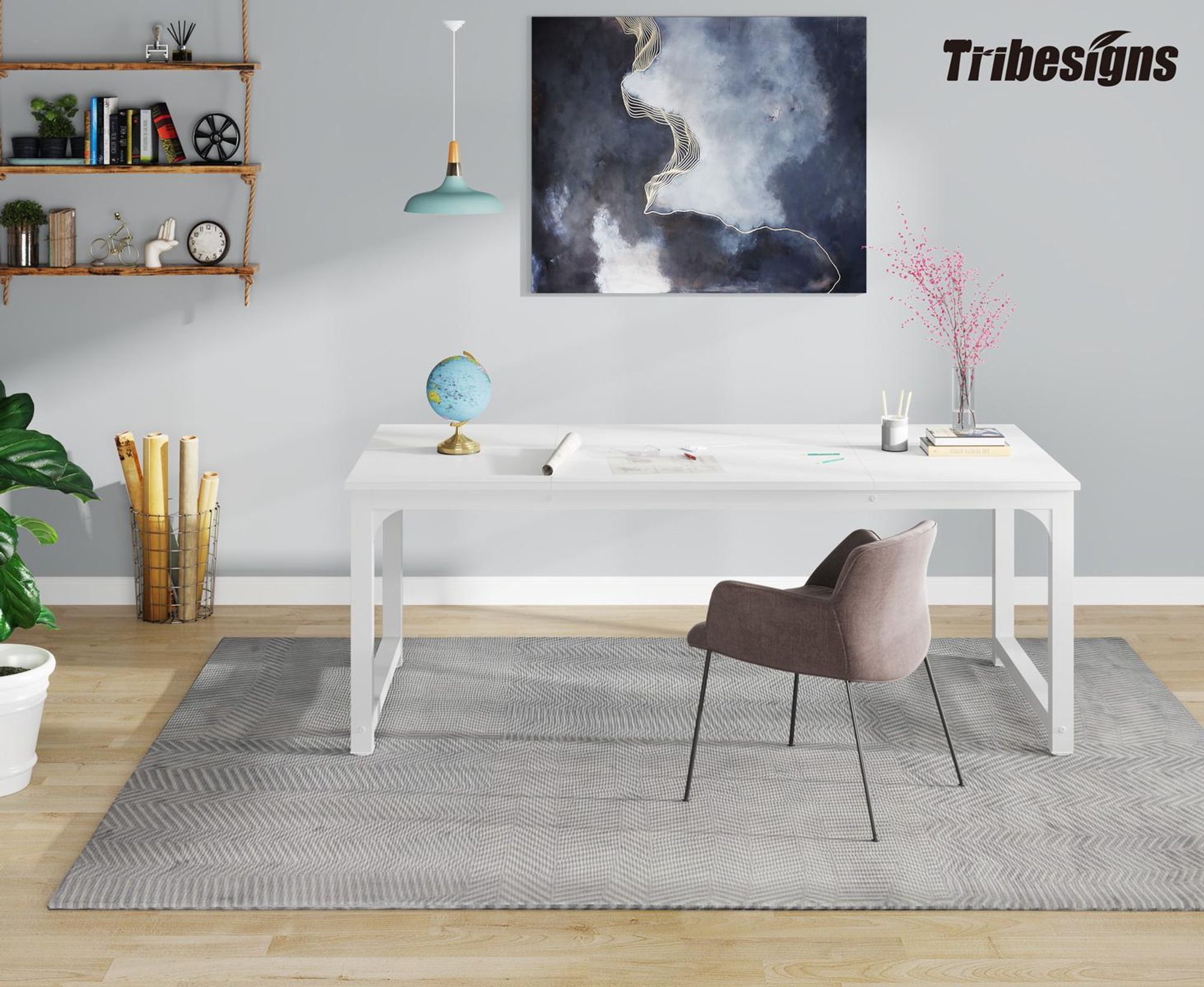 Tribesigns Schreibtisch Computertisch 160 x 80 x 75 cm PC Tisch Bürotisch Arbeitstisch Esstisch in Weiß, Schreibtische, Konferenztisch, Weiß