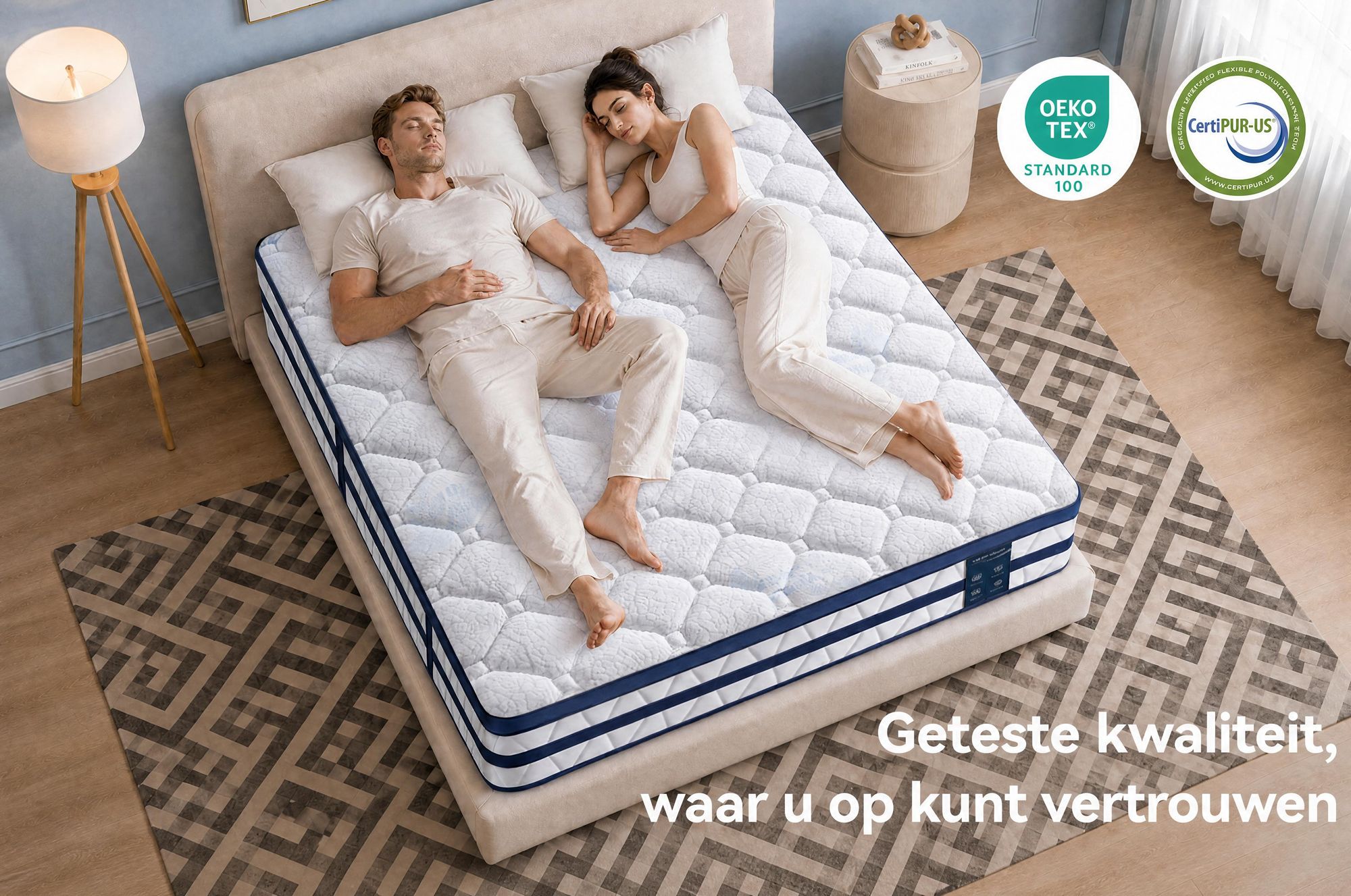 Matras 160x200, 26 cm, met geïntegreerde toplaag, 7-zone pocketvering matras H3/H4 – premium tijk van 420 g/m²