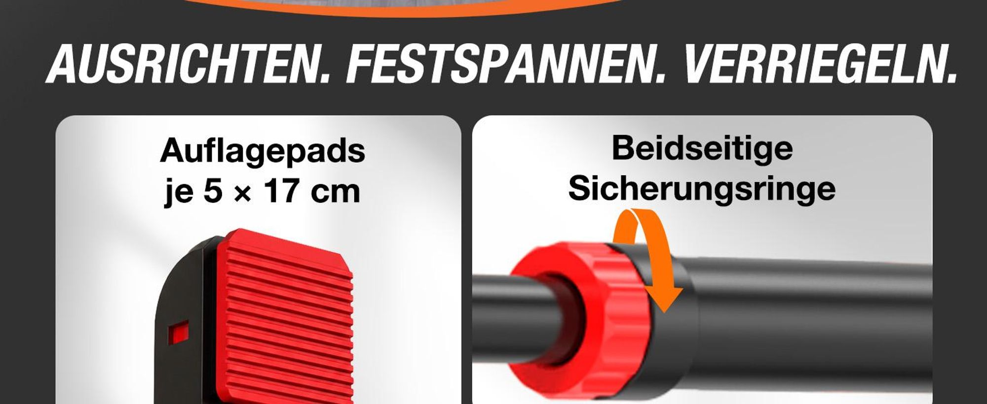 DH FitLife Klimmzugstange Türrahmen ohne Bohren, 72–92 cm, bis 200 kg, mit Wasserwaage, Doppelsicherung und Anti-Rutsch-Pads, Schwarz-Rot