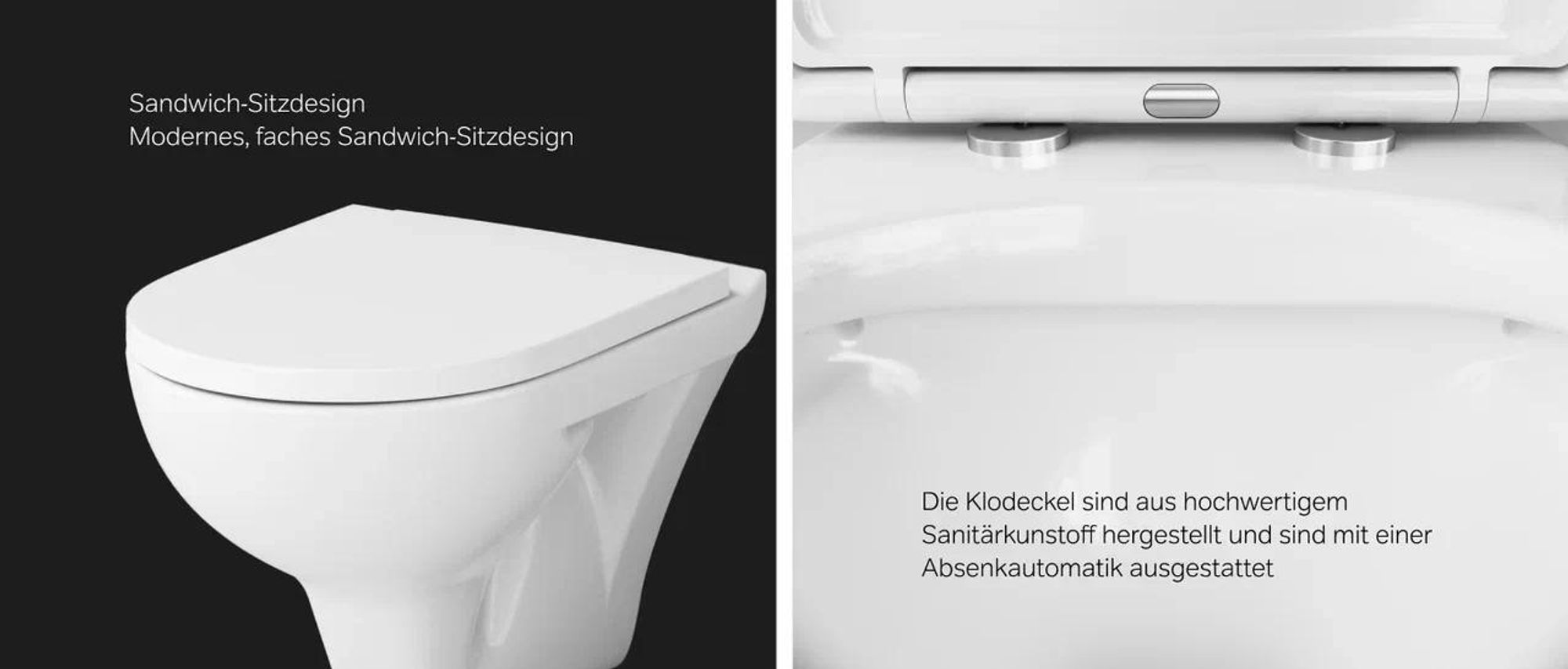 AM.PM Hänge-WCs, WC, Toilette, hänge WC spülrandlos, hänge WC, WC spülrandlos, Wand WC, WC-Becken inkl. WC-Sitz mit Softclose-Absenkautomatik