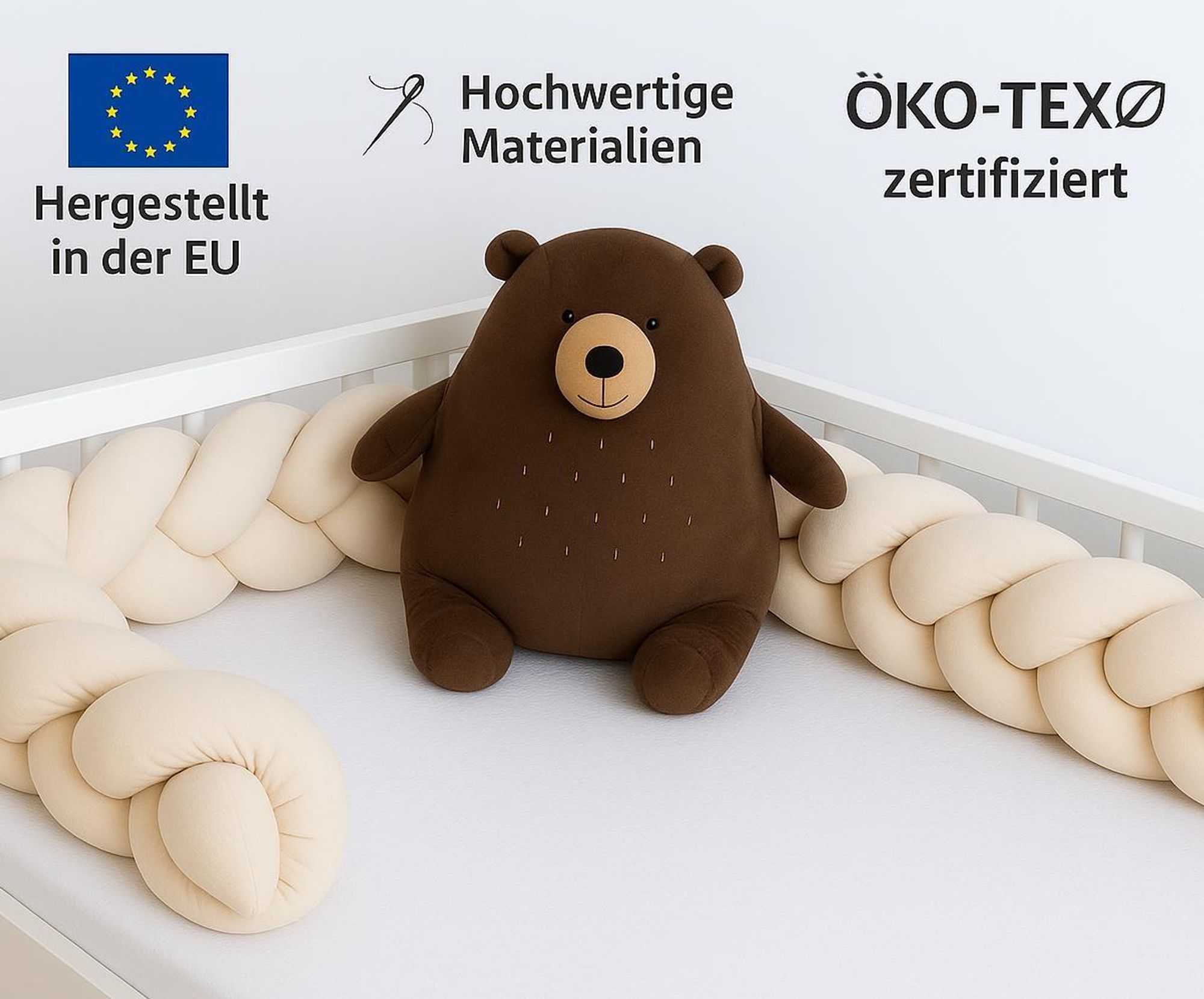Geflochtene Bettschlange aus VELOURS SAMT Beige