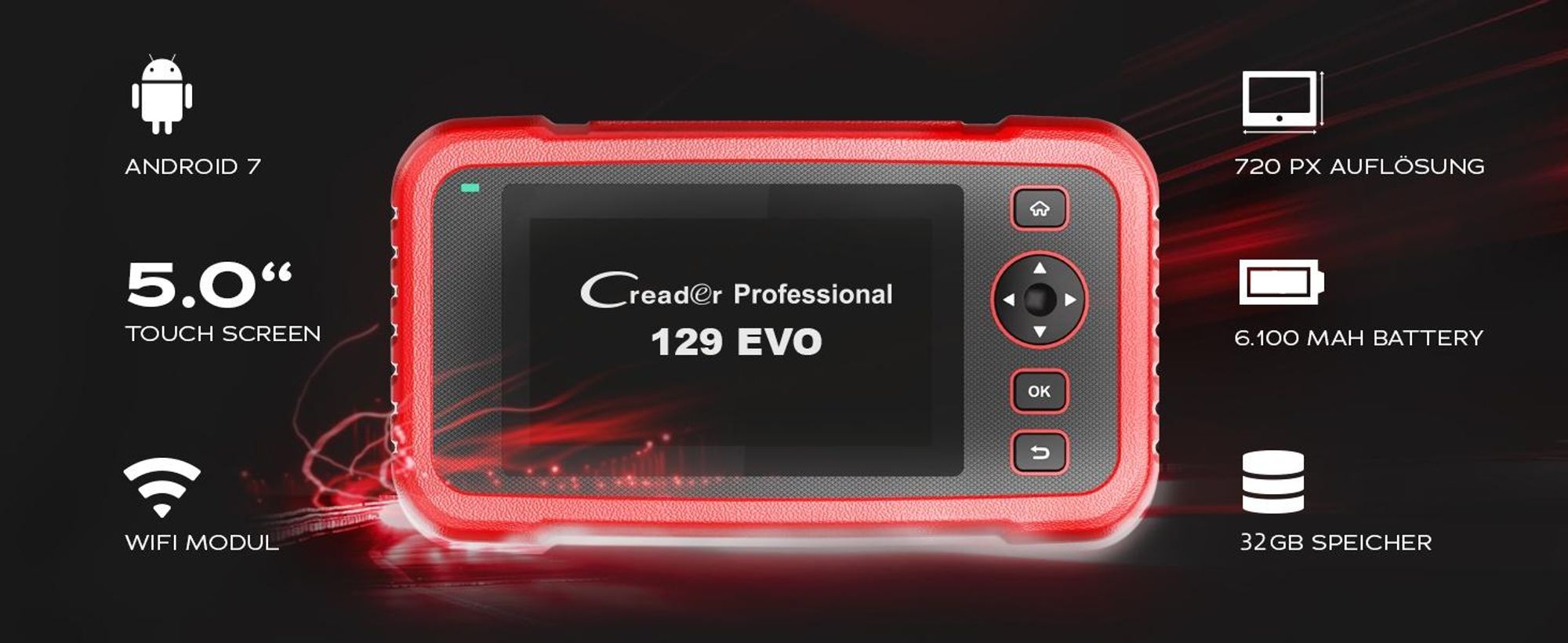 LAUNCH CRP129EVO OBD2 Diagnosegerät für 4 Systeme mit 8 Servicefunktionen V2