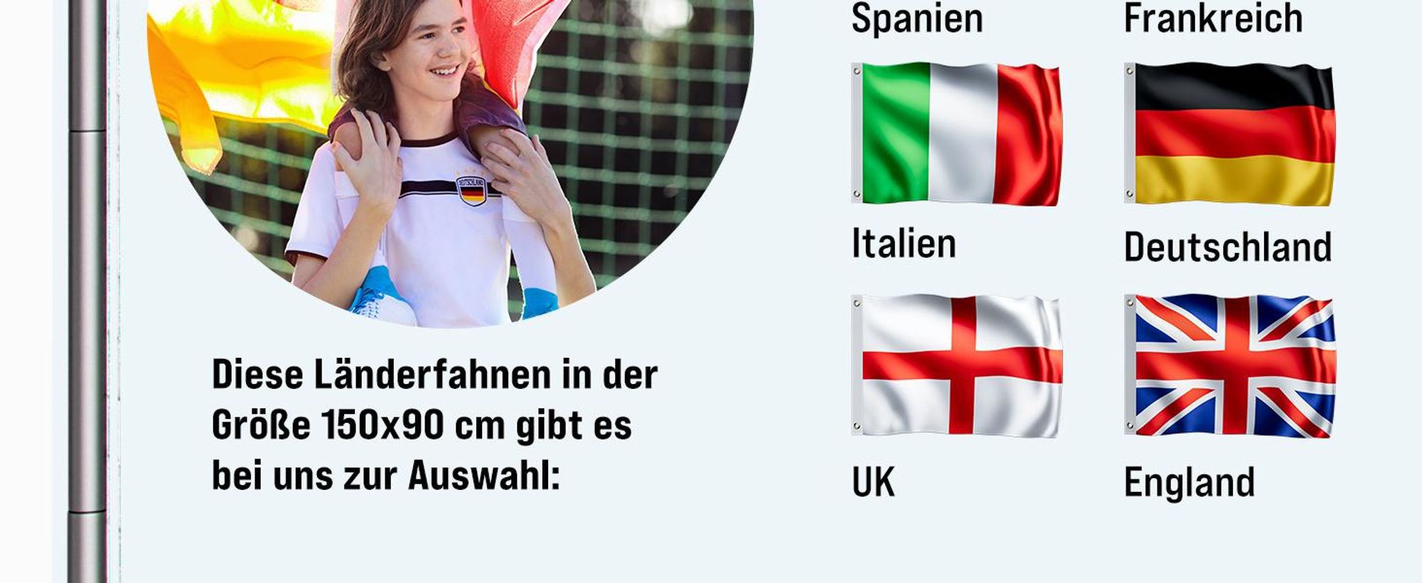 MONZANA® Fahnenmast 6,5m Seilzug Bodenhülse inkl. Spanien Flagge Spanische Nationalflagge Fahne höhenverstellbar Flaggenmast Aluminium Teleskop Fahnenstange