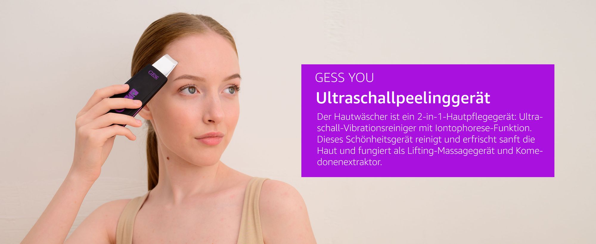 Ultraschallreinigungsgerät, Gesichtsreiniger, Mitesserentferner Porenreinigung Akne-Peeling, Mikrodermabrasion, Hautpflege, Massage, aufladbar GESS YOU