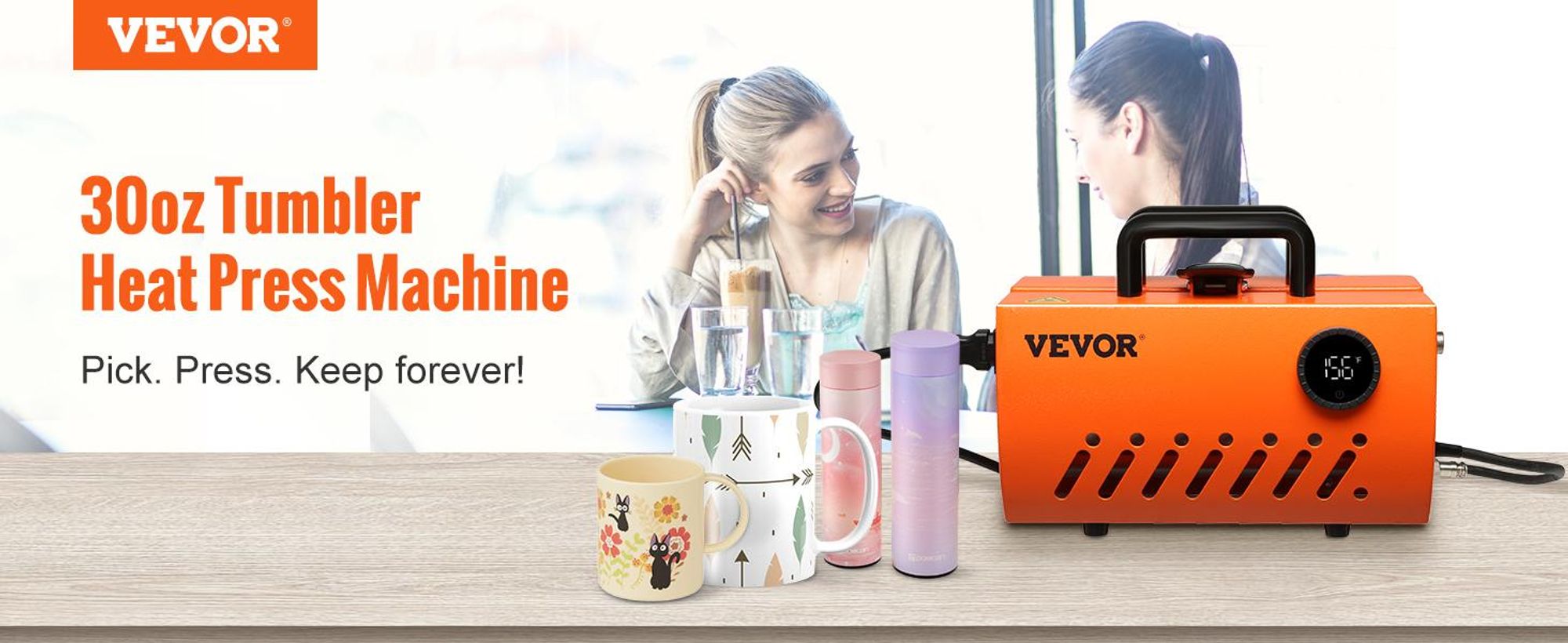 VEVOR Mug Sublimationspresse Mug Presse 11-30 oz, 620 W Mug Heater Bedrucken Sublimationspresse Schwarz, Tassenpresse Maschine Heißpresse, Max. 25 cm Becherpresse Hitzepresse Φ 75-87 mm Wärmepresse