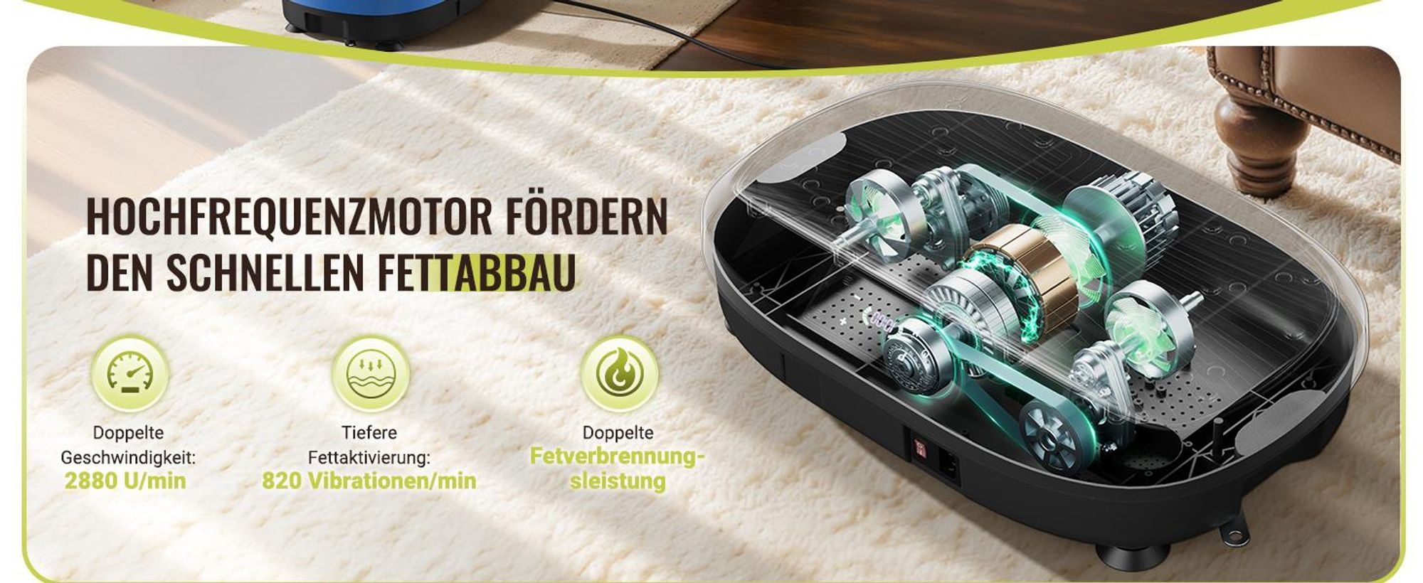 FLYBIRD Vibrationsplatte,120 Leistungsstarke einstellbare Geschwindigkeiten mit 150KG Tragkraft