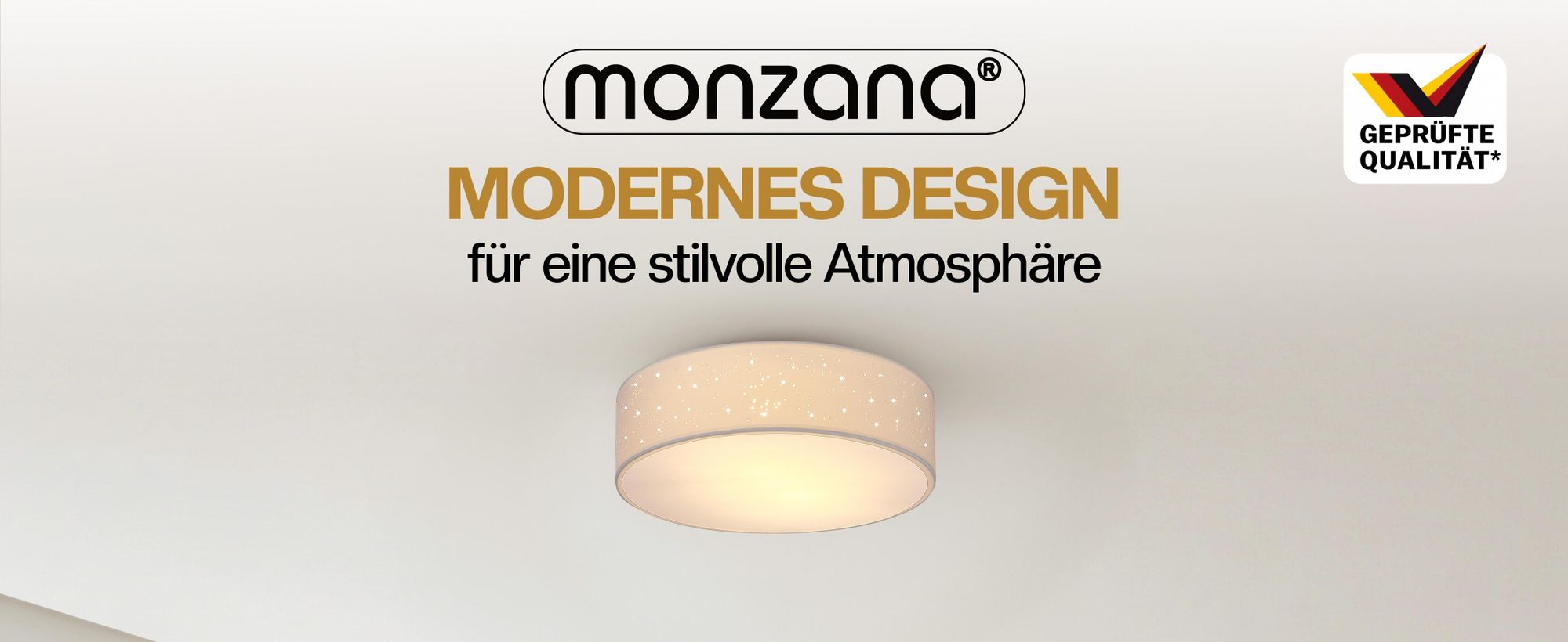 MONZANA® Deckenlampe Sternenhimmel Wohnzimmer Schlafzimmer E27 Weiß Rund 30cm Stoffschirm 1-Flammig 40W Küche Lampe Deckenleuchte Stoffdeckenlampe
