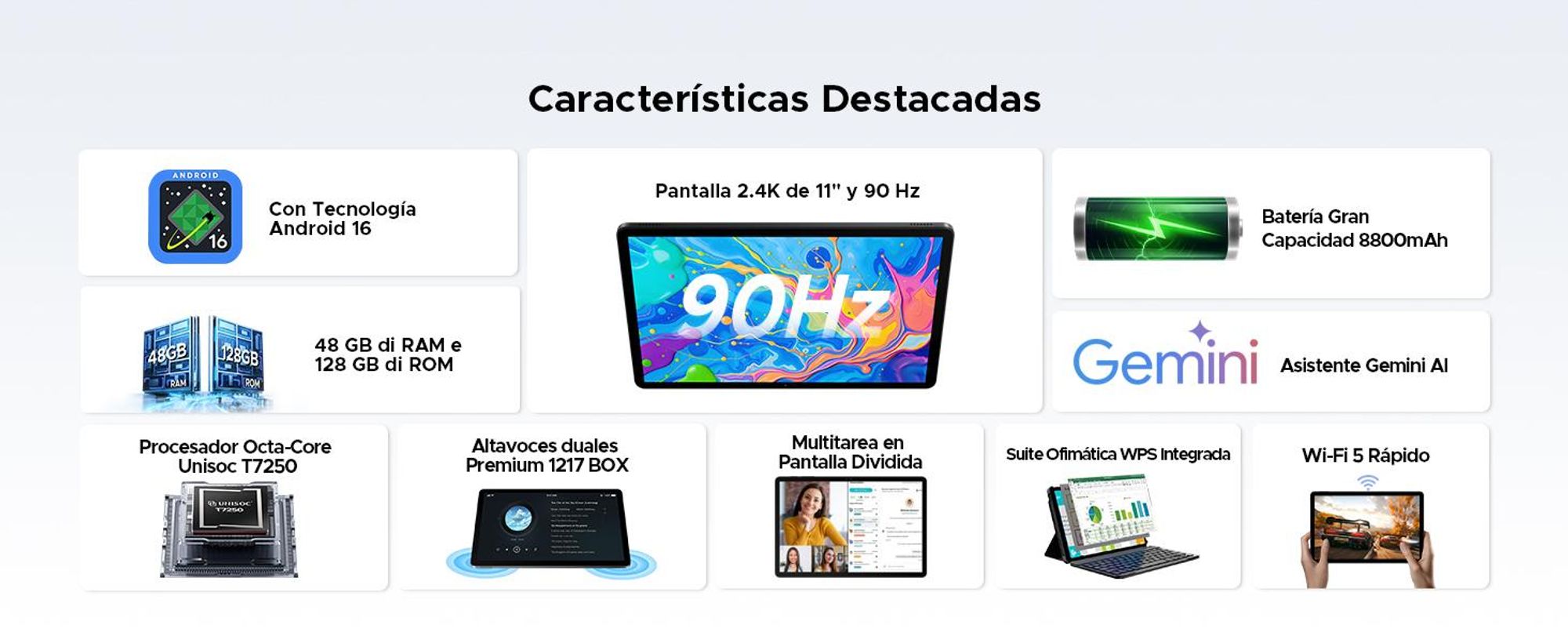 POCKAM P11 PRO, 48 (8+40) GB + 128 GB opslag, 11 inch scherm, Android 16, 8800mAh batterij, met toetsenbord/muis/stylus/hoesje, BT5.0, 5G WiFi, Gemini AI, 3,5 mm hoofdtelefoonpoort