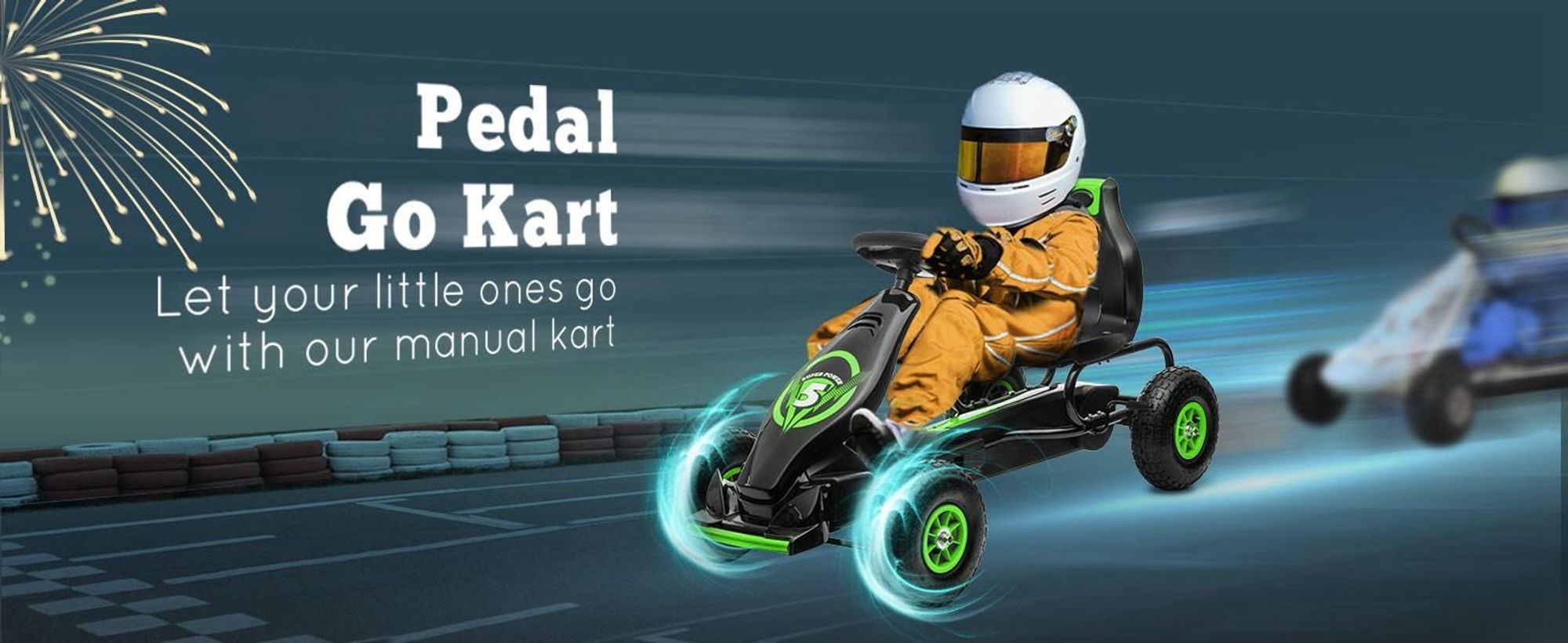 HOMCOM Gokart, pojazd dla dzieci z pedałami, samochód na pedały, do użytku na zewnątrz, zielono-czarny