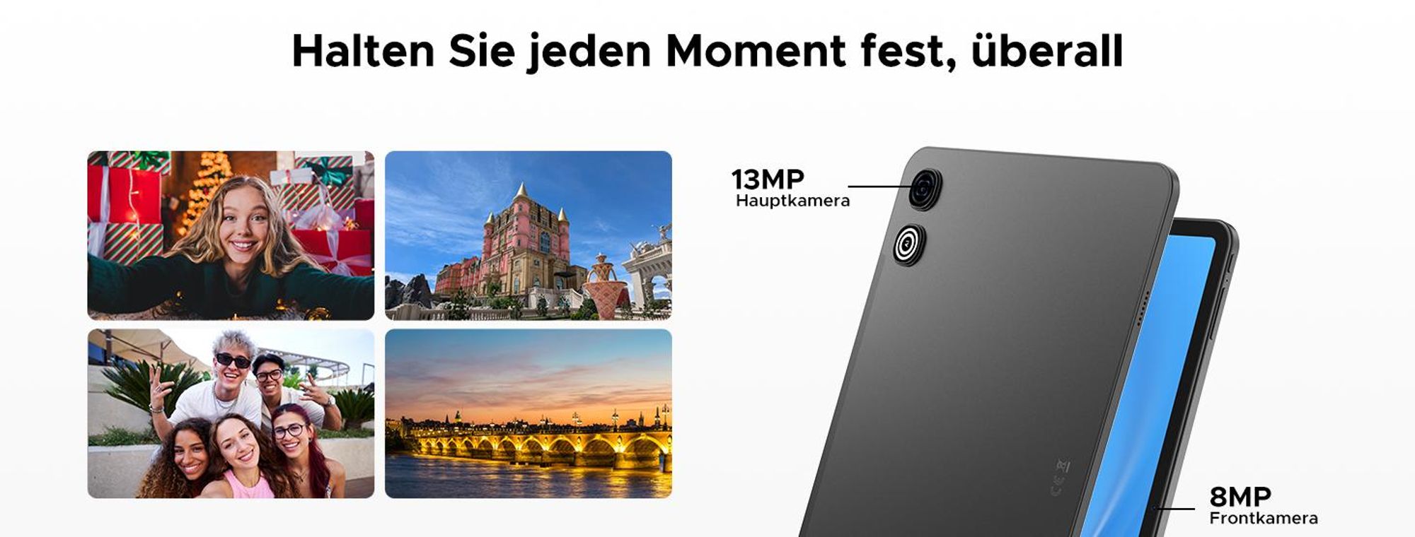 POCKAM P13 Tablet Android 16, 13 Zoll 120 Hz, 48(8+40)GB + 128GB/TF 2TB, 12000mAh, 5G WiFi, mit Stift/Maus/Tastatur, 13MP+8MP/Widevine L1/Gemini AI