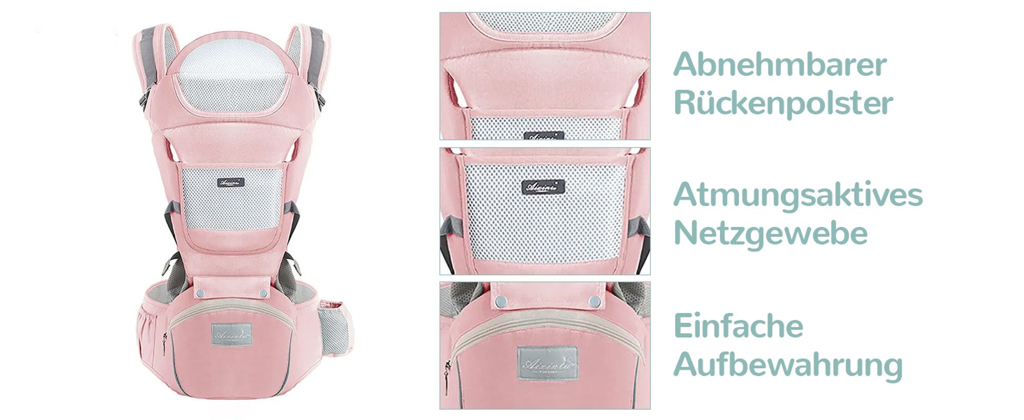 OKWISH Kindertrage Bauchtrage Rückentrage Babytrage Neugeborene bis Kleinkinder Ergonomische,gemütliche und leichte Babytrage für 3-20kg Rosa