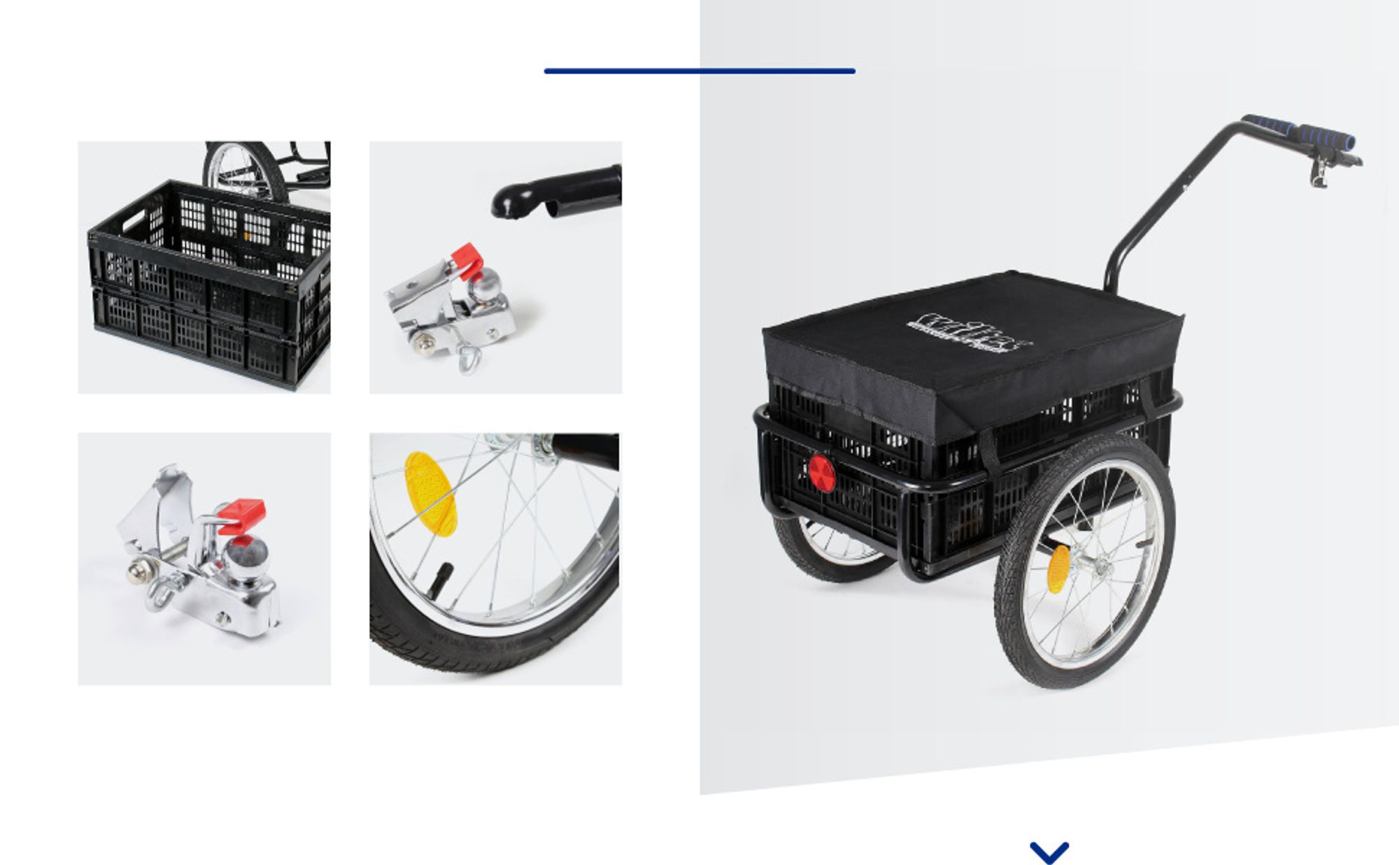 Wiltec Fahrrad Lastenanhänger 145x57,5x73 cm bis 50 kg, Fahrradanhänger mit Transportkiste, Schnellkupplung und Luftreifen, Handwagen Anhänger für Fahrrad