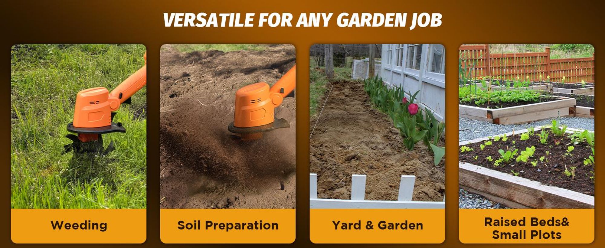 2-in-1 Akku-Bodenfräse, 100mm, elektrische Gartenfräse Mit 2 Stangen, 235 U/min, batteriebetriebener Rototiller für Gartenarbeit, 2 Akku und Ladegerät