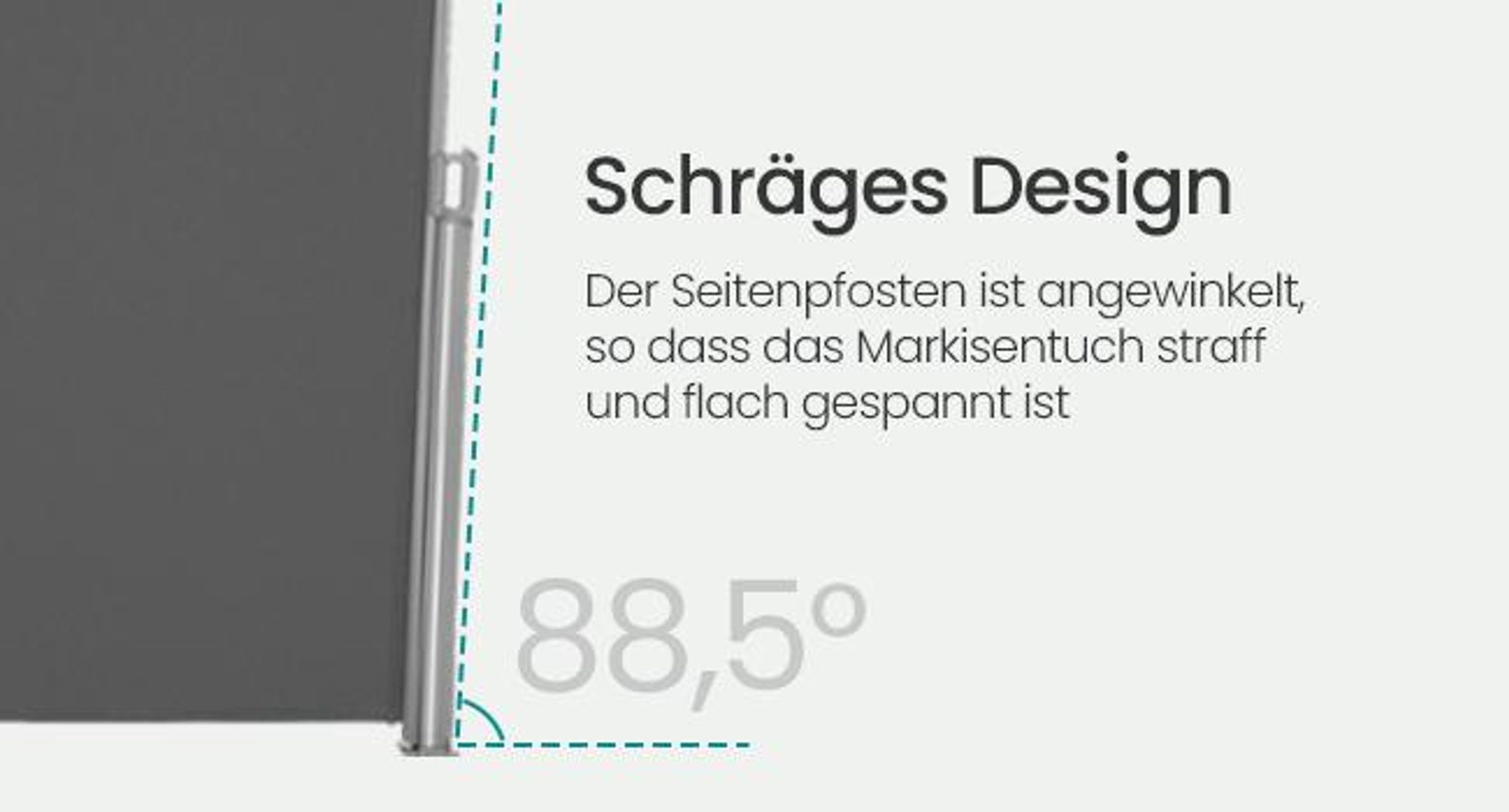 SONGMICS Seitenmarkise Stahl 500 x 160 cm ausziehbar, rostbeständig Sonnenschutz