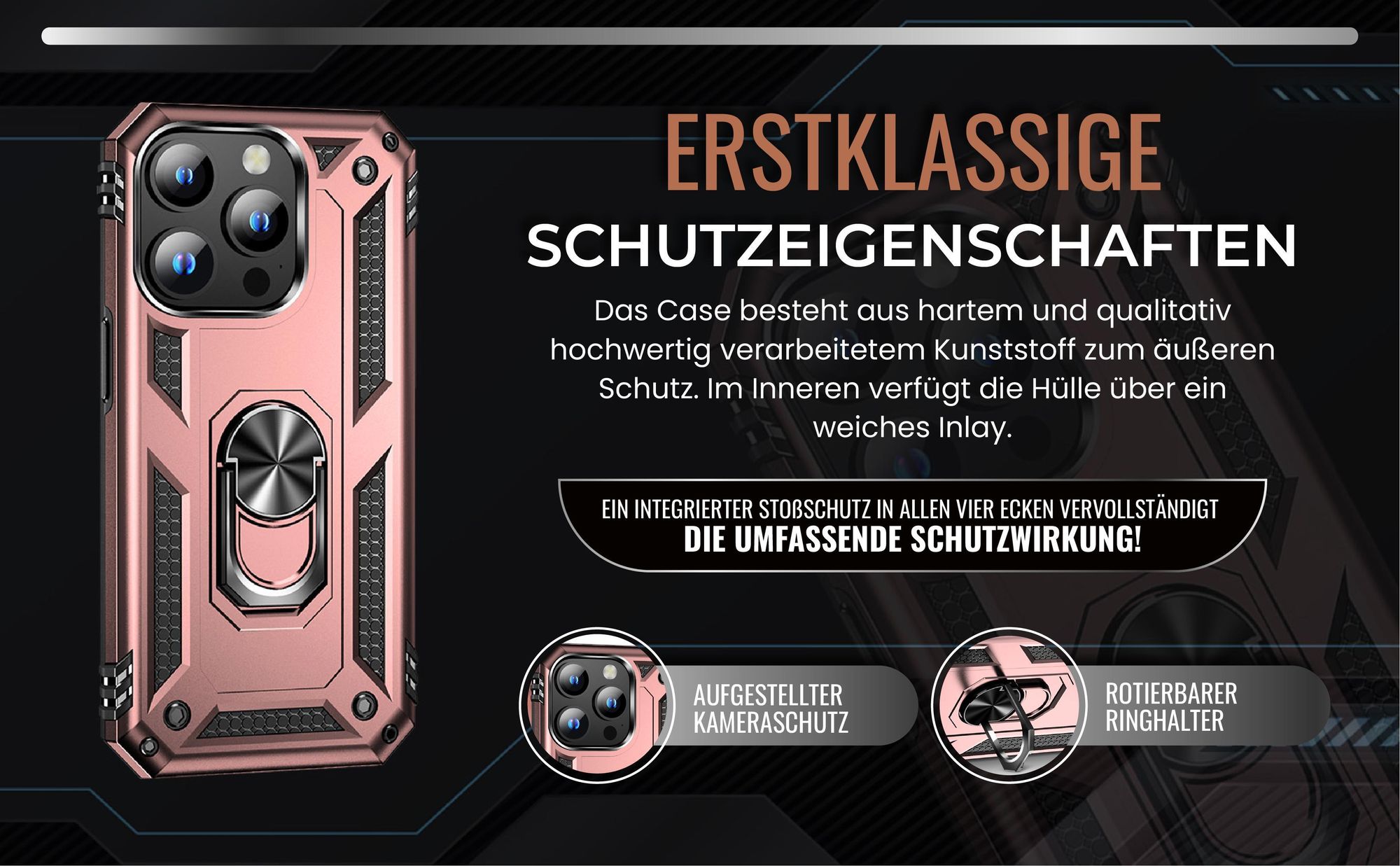 Handycase in Rosegold für Apple iPhone 15 Pro mit Kameraschutz