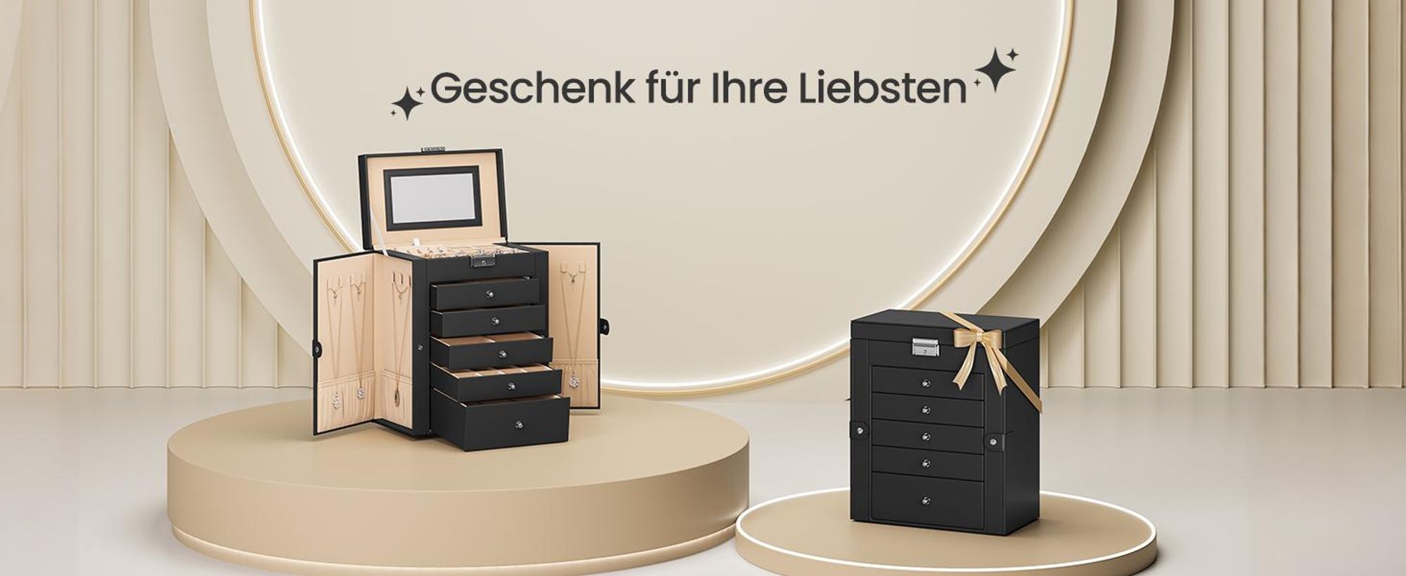 SONGMICS Schmuckkasten, große Schmuckschatulle mit 6 Ebenen, seitlichen Klapptüren