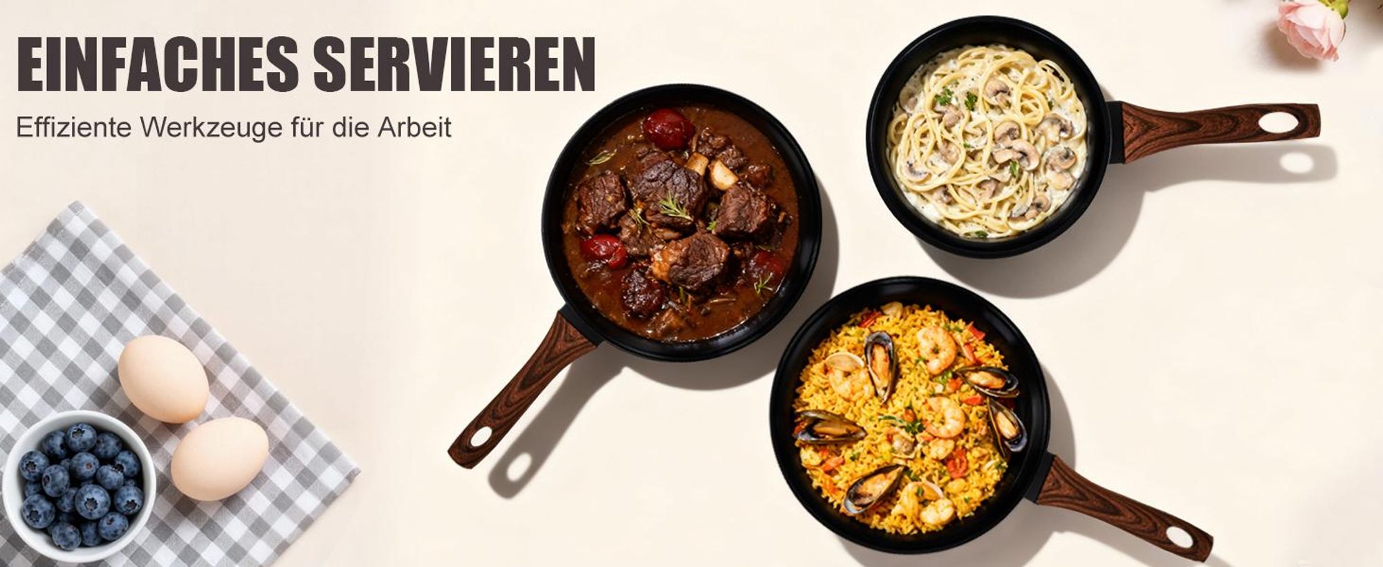 17 teiliges Aluminium Kochgeschirr Set mit 5 Töpfen, 2 Deckeln und zusammensetzbaren Griffen, keramische Beschichtung, schwarz