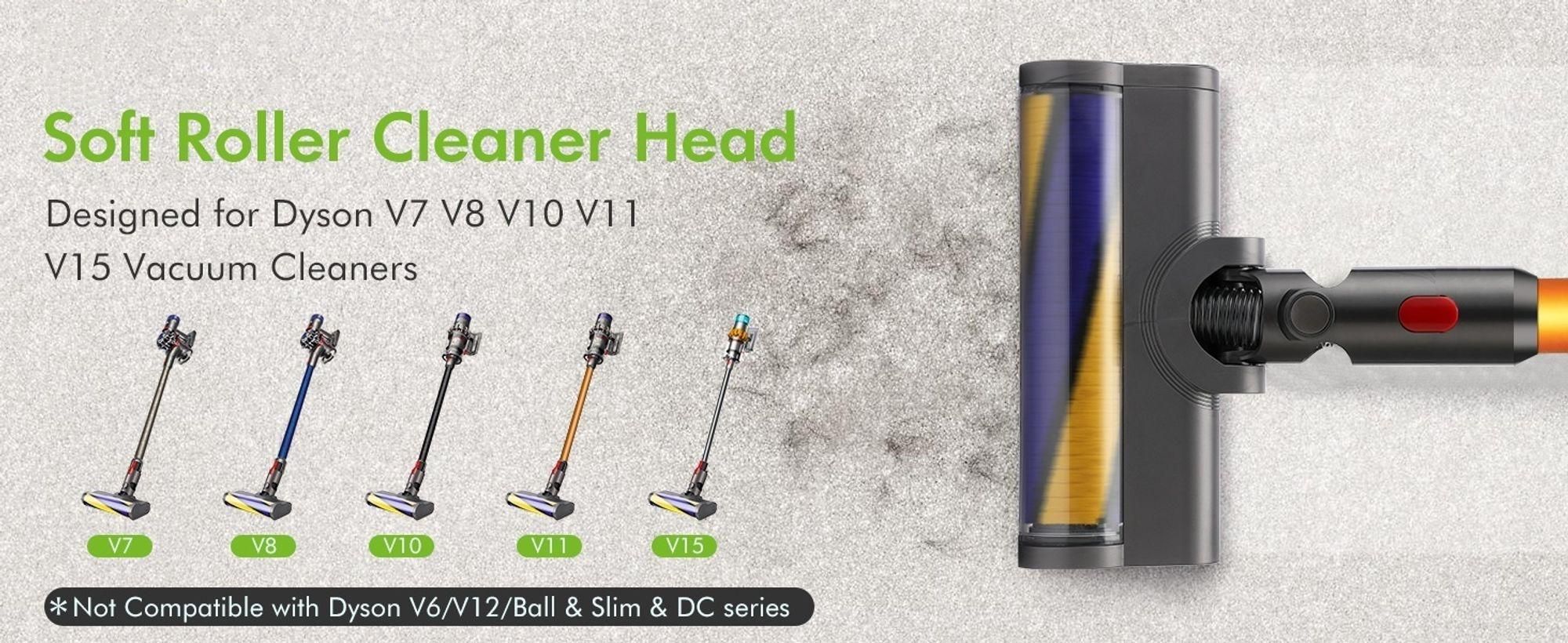 Elektrobürste mit Laser-LED für Dyson V7 V8 V10 V11 V15 – Bürste mit Direktantrieb für Hartböden & Kurzflorteppiche – Bodendüse für Staubsauger