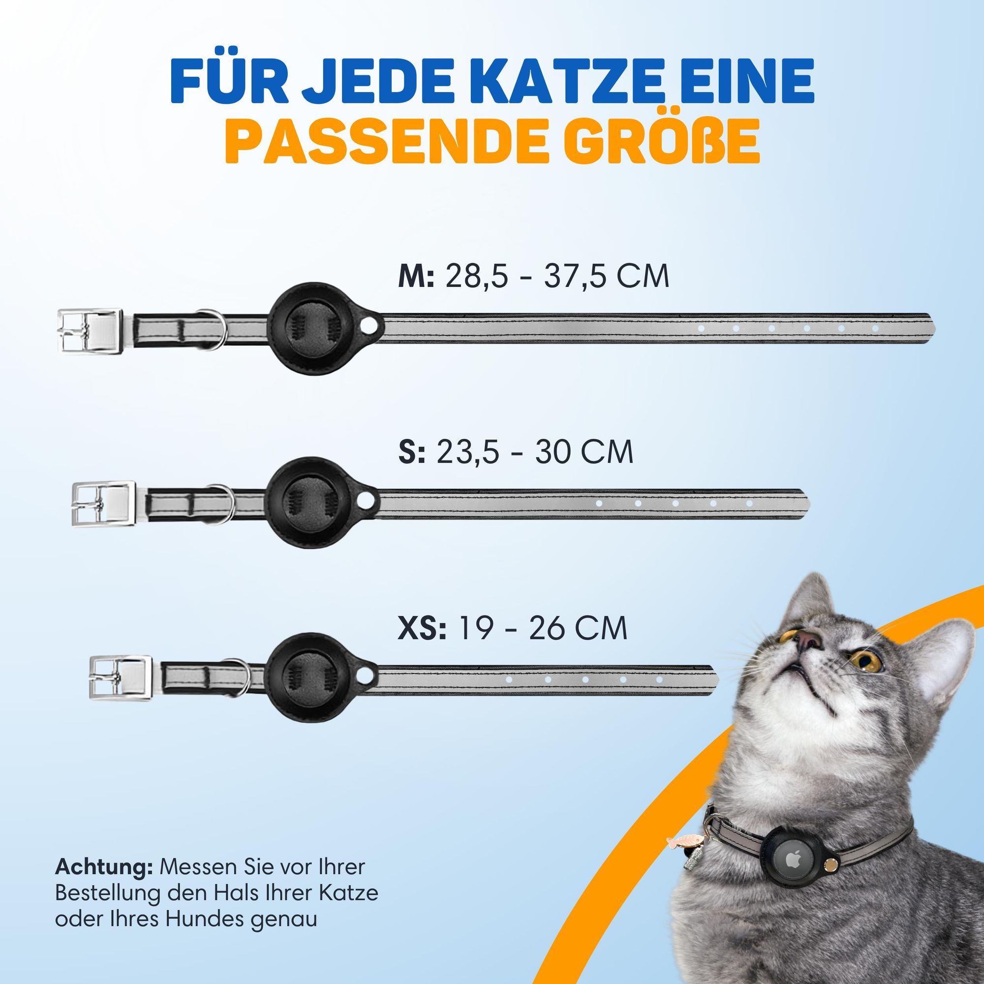 Vulpes Goods Katzenhalsband, Apple Airtag Halsband für Katzen, Kratzerfest und wasserdicht, Mit 3x Zubehör, 23.5-30.5 CM, S
